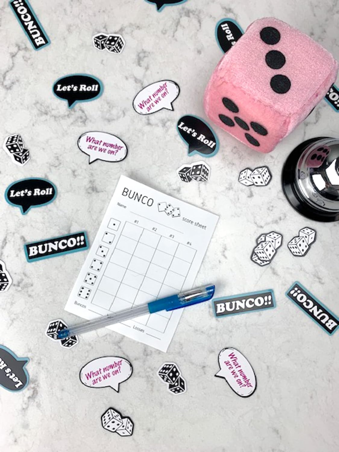 Lets Roll Bunco Party Banner With Confetti Set