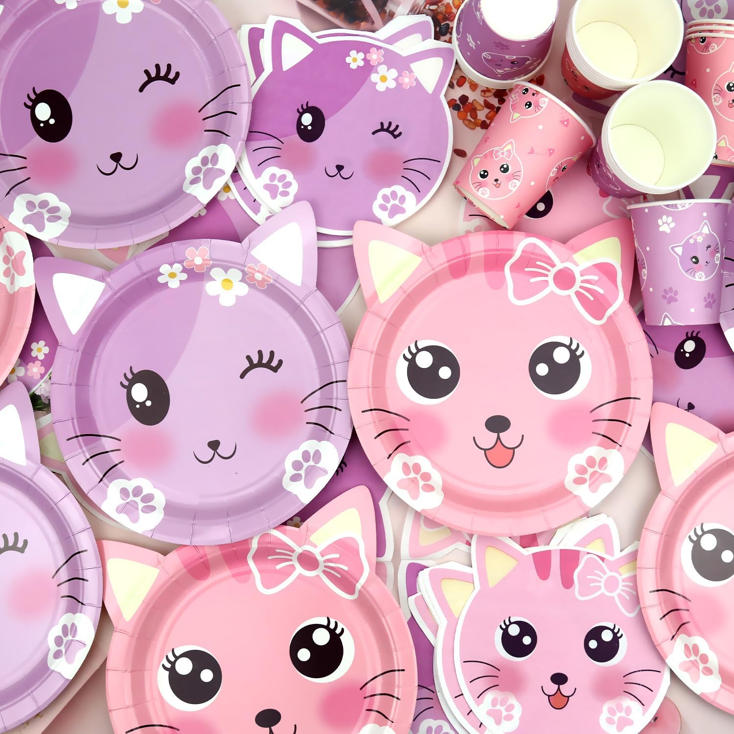 Cat Birthday Party Supplies Set 20 Piece Tableware for Kids