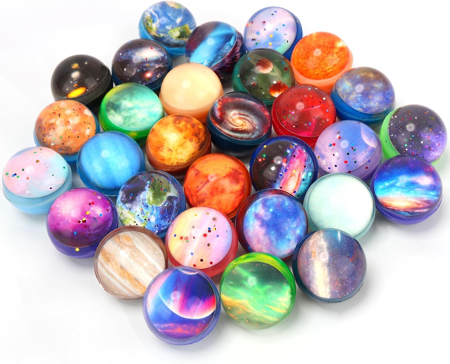 Pllieay 30PCS Galaxy Bouncy Balls Space Party Favors for Kids