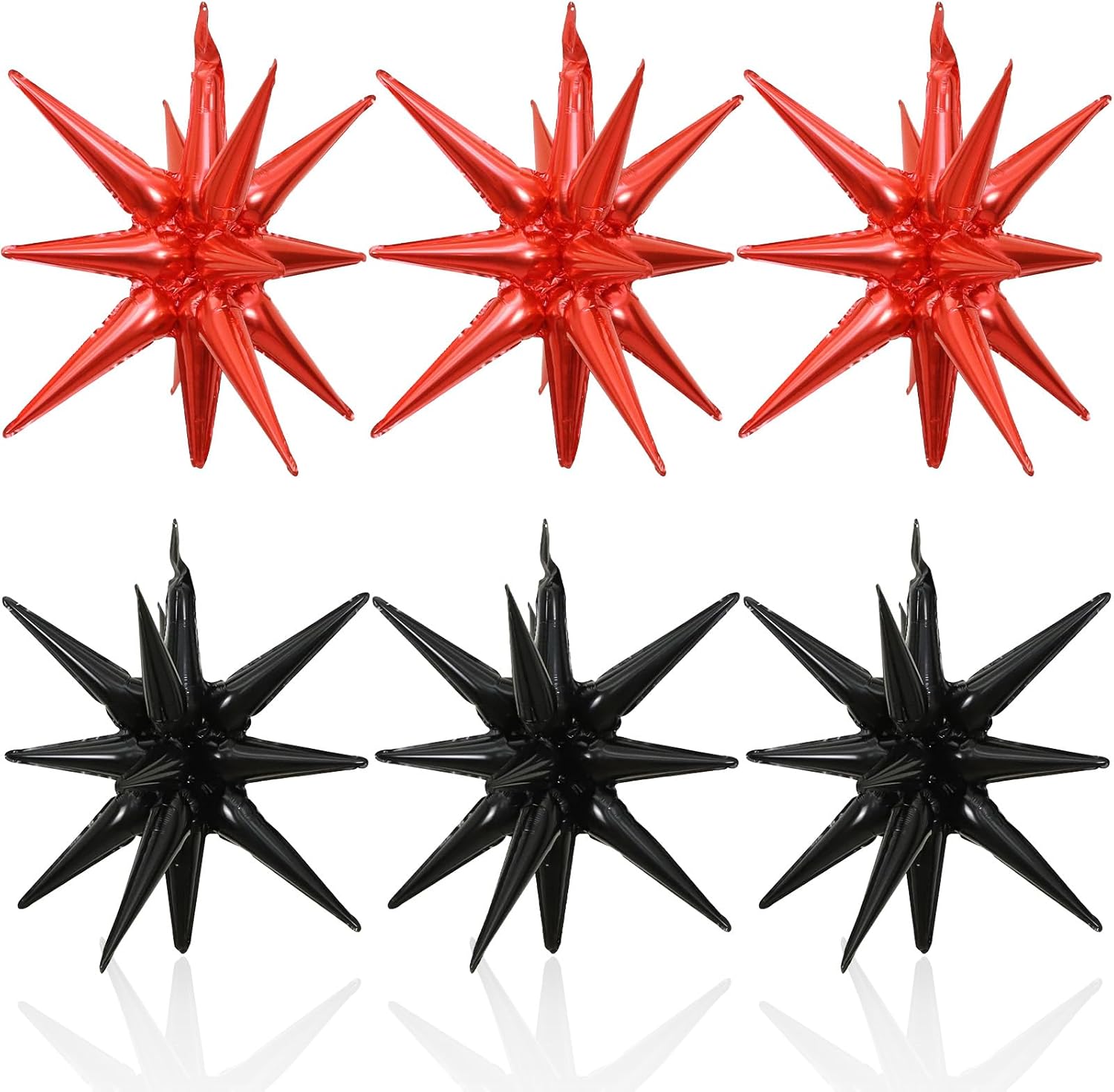 6PCS Black Red Star Balloons for Party Decor