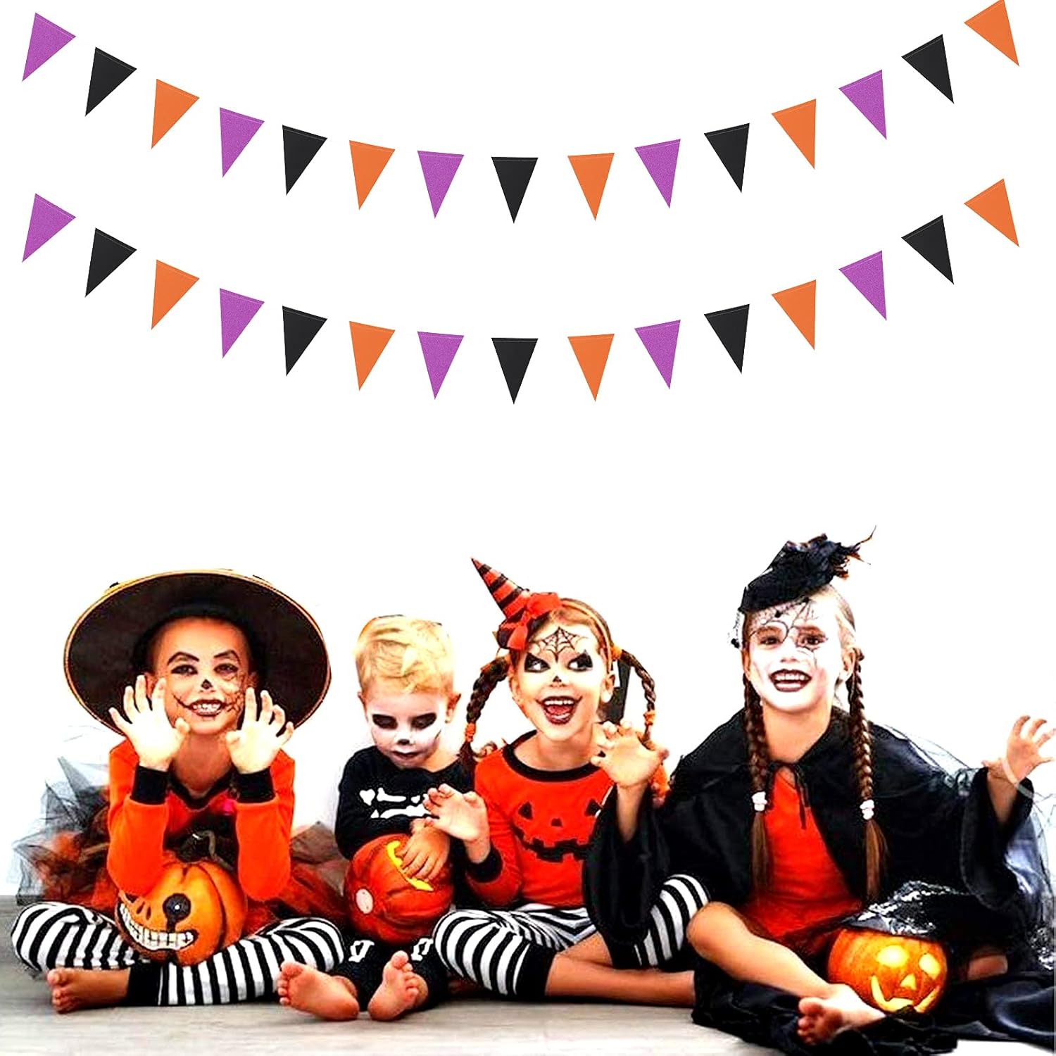 Black Orange Purple Halloween Party Decor Banners 2 Pack