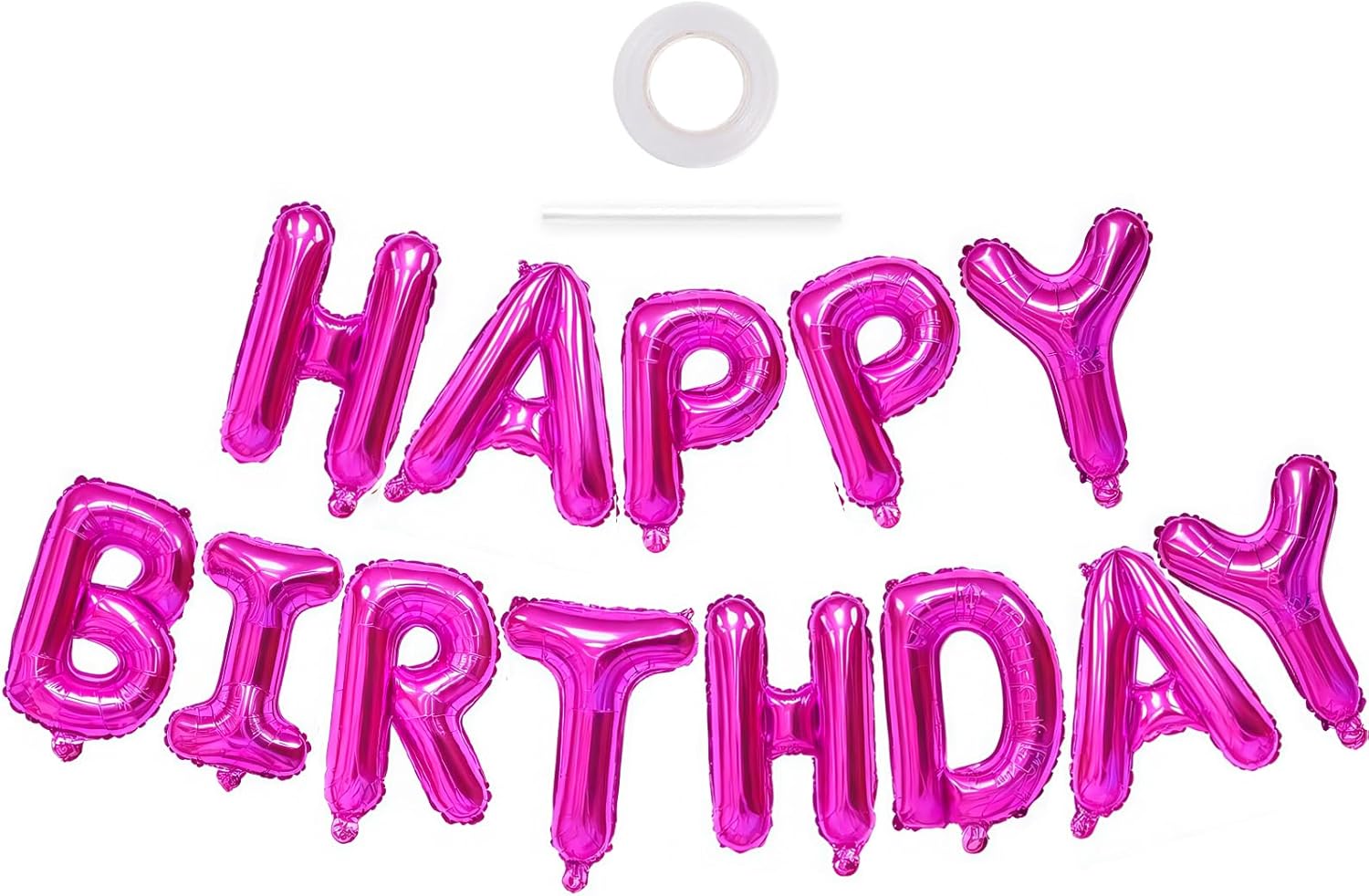 Hot Pink Happy Birthday Balloons Banner for Parties