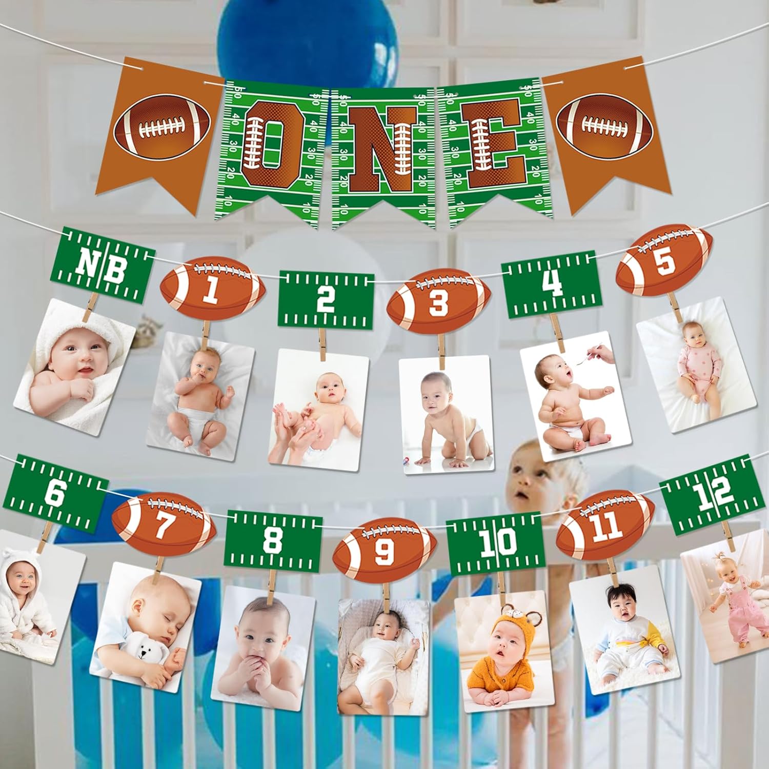 1st Birthday Football Theme Banner Decorations