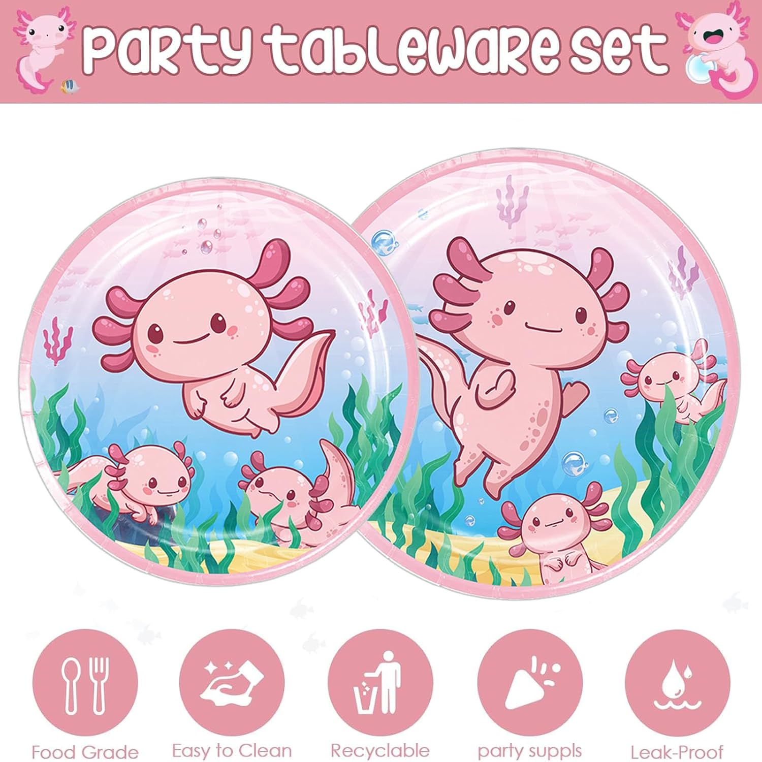81 Pcs Axolotl Birthday Party Supplies Set