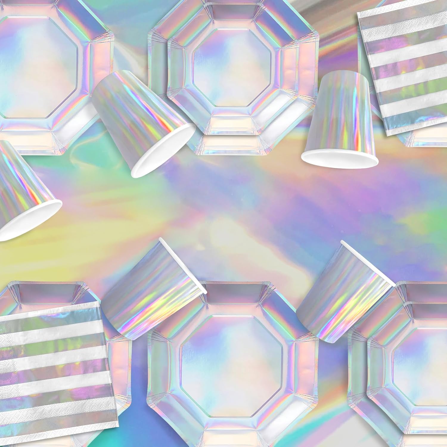 Gatherfun Iridescent Party Plates Set of 16