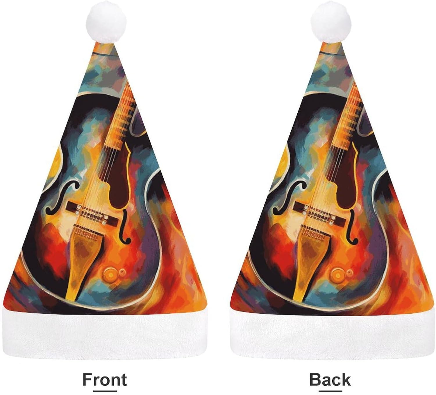 Santa Hat Abstract Watercolor Guitar Christmas Headwear