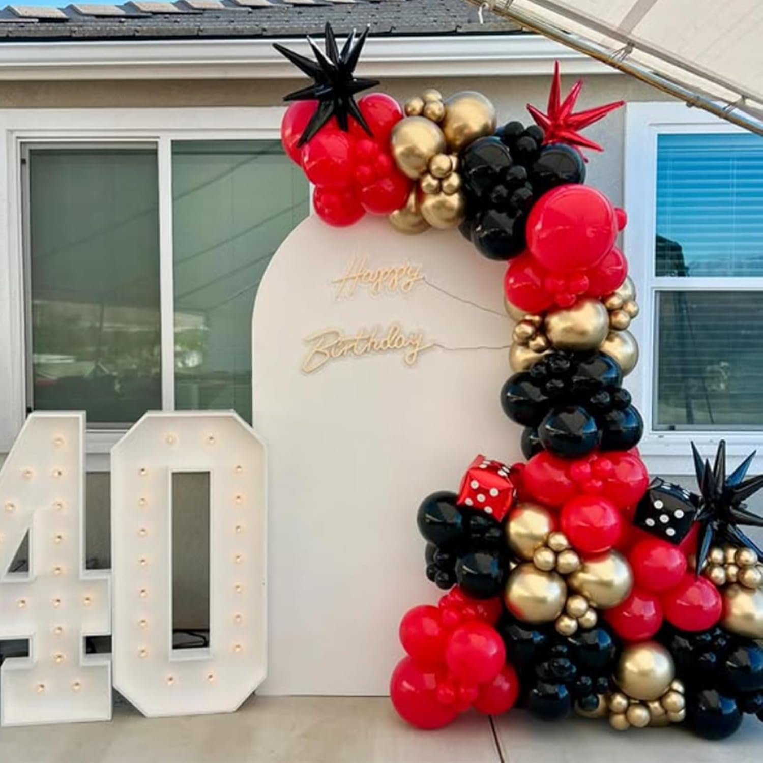 Red Black Gold Balloons 60 Pcs Casino Party Decor
