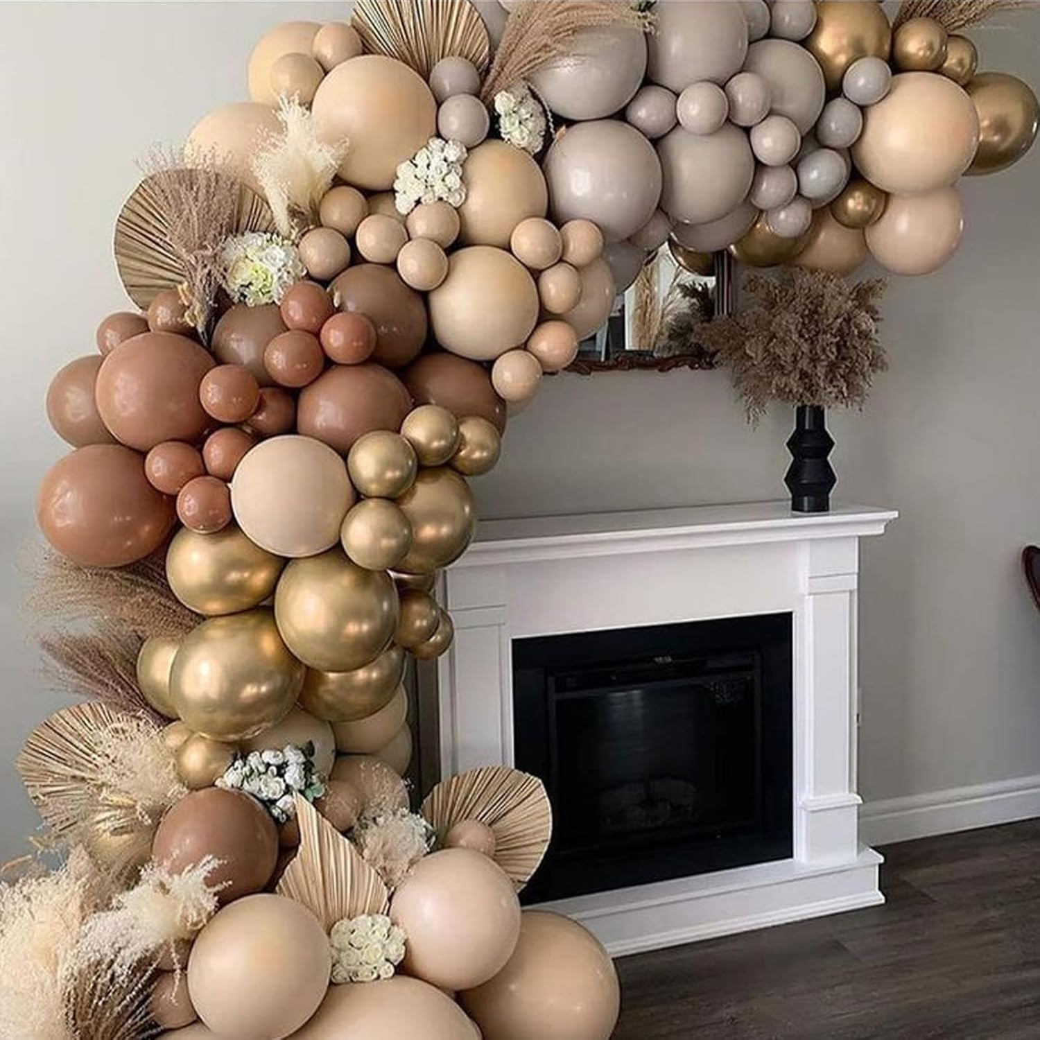 Retro Brown Cream and Metallic Sand Gold Balloons - 12 Inch Set