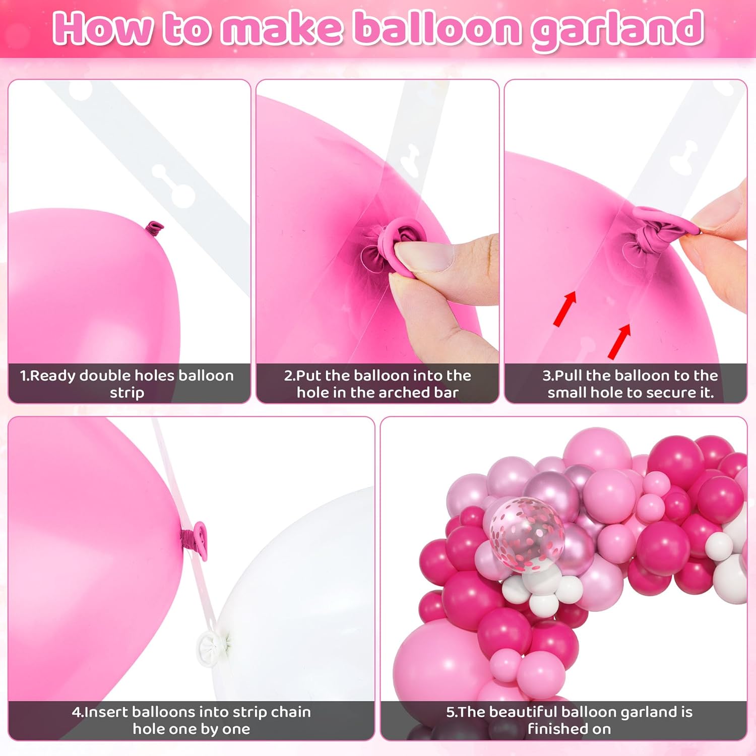 Ouddy Life 157 Pcs Pink Balloons Arch Garland Kit
