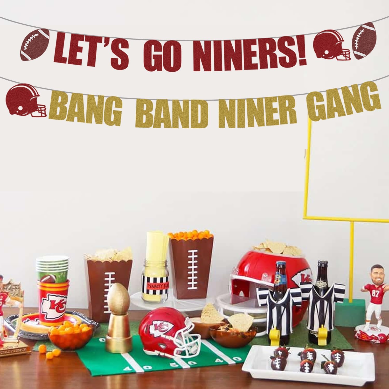 Lets Go Niners Glitter Banner Football Decor