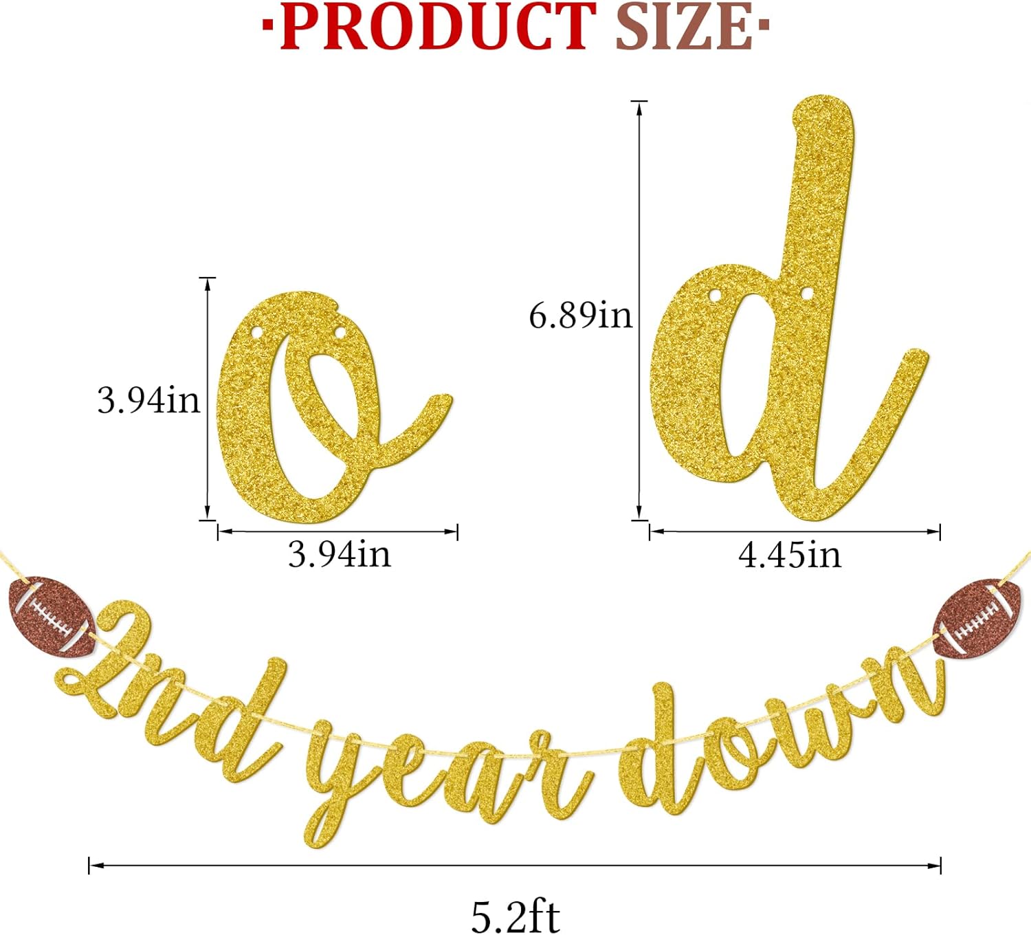 2nd Birthday Glitter Banner with Pre-Strung Letters