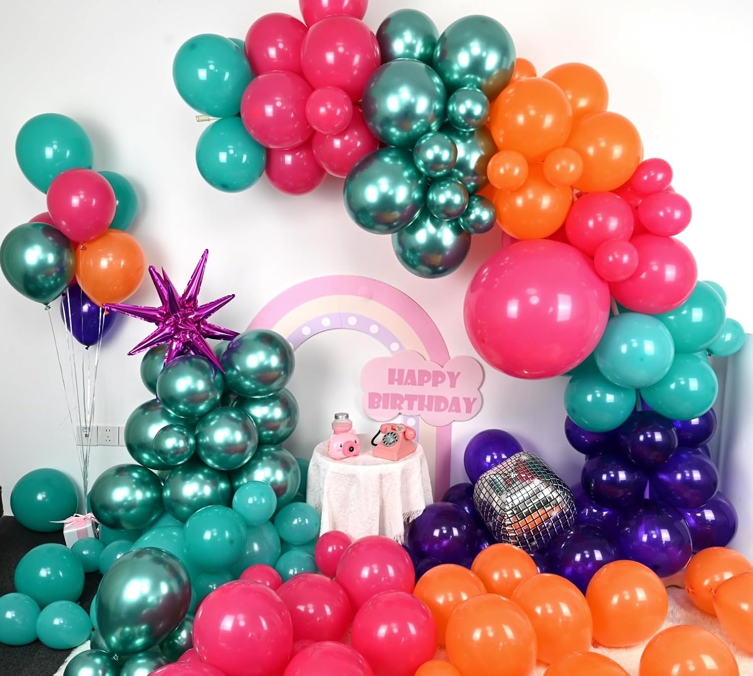 Disco Balloon Arch Kit 125PCS 22 Inch Mylar Balloons