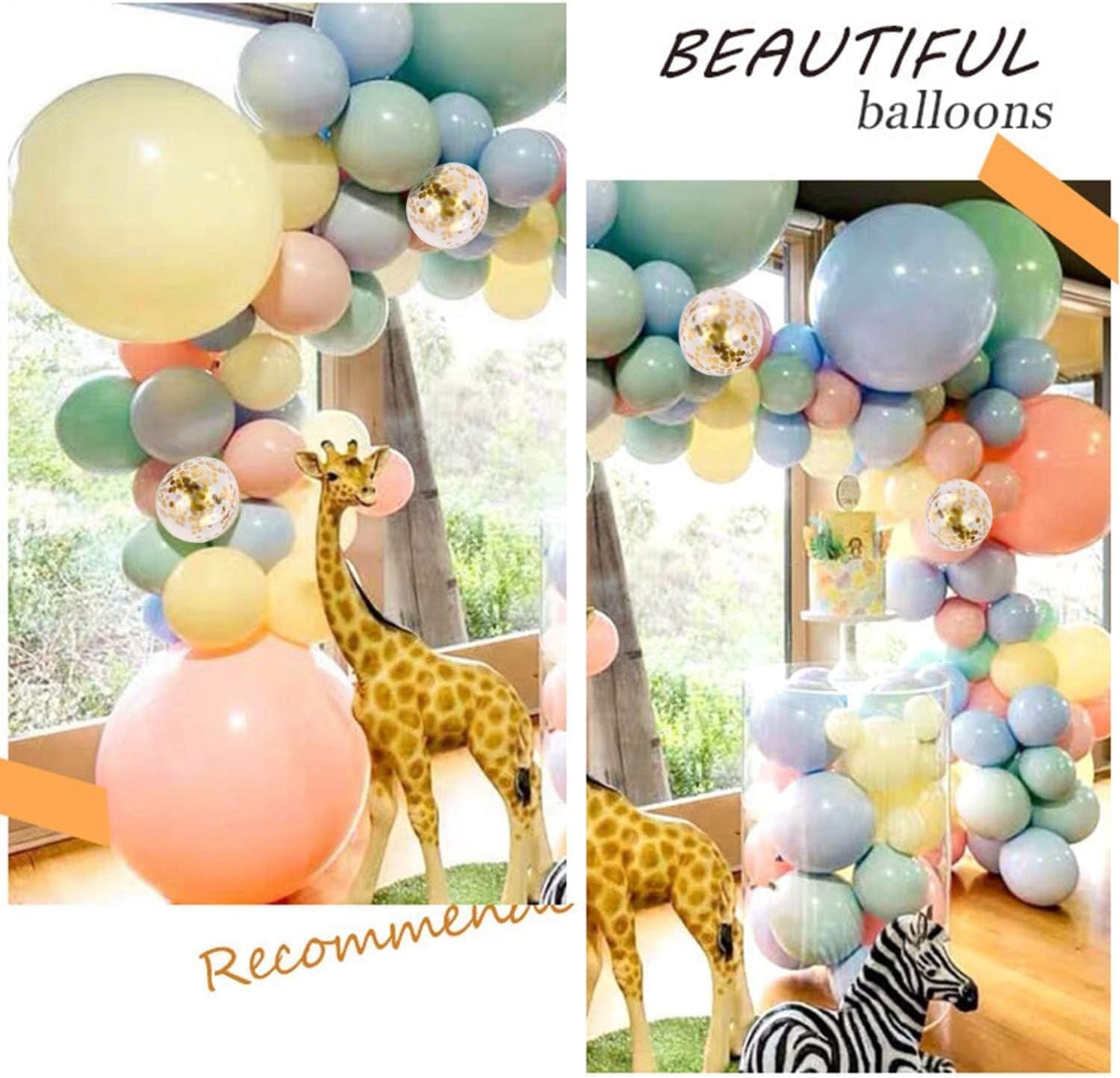 105pcs Pastel Balloons Arch Garland Kit with Gold Confetti Balloons
