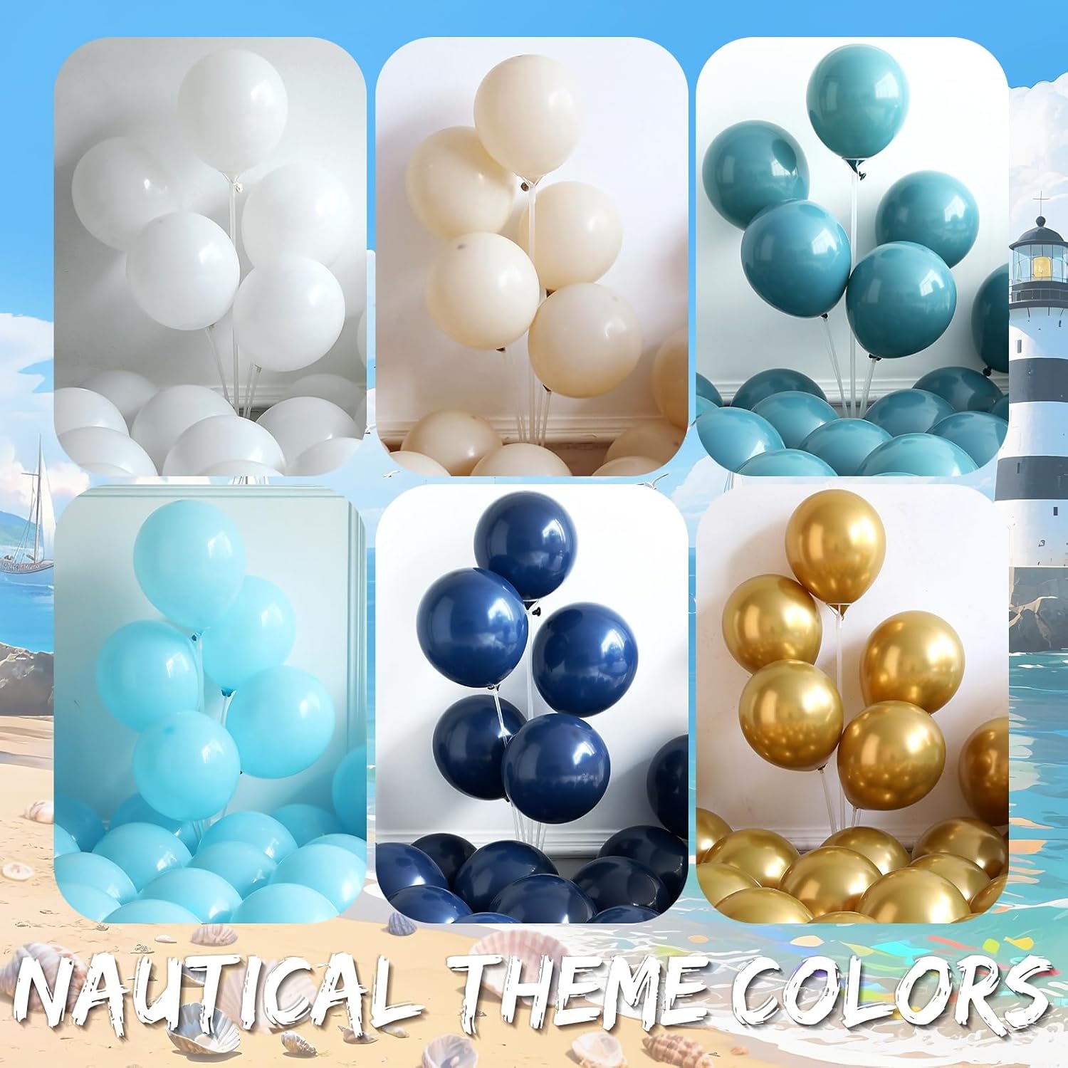 Nautical Balloon Arch Kit with Ocean Animals Decor