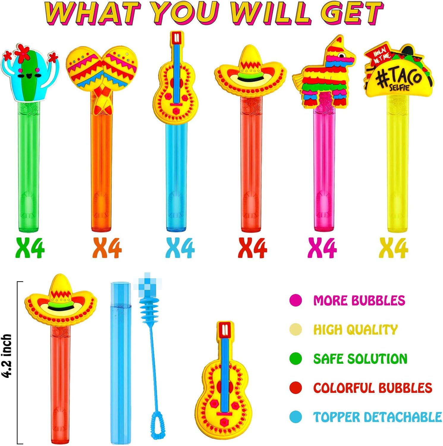 Uoyoi Fiesta Party Favors 24Pcs Bubble Wand Set