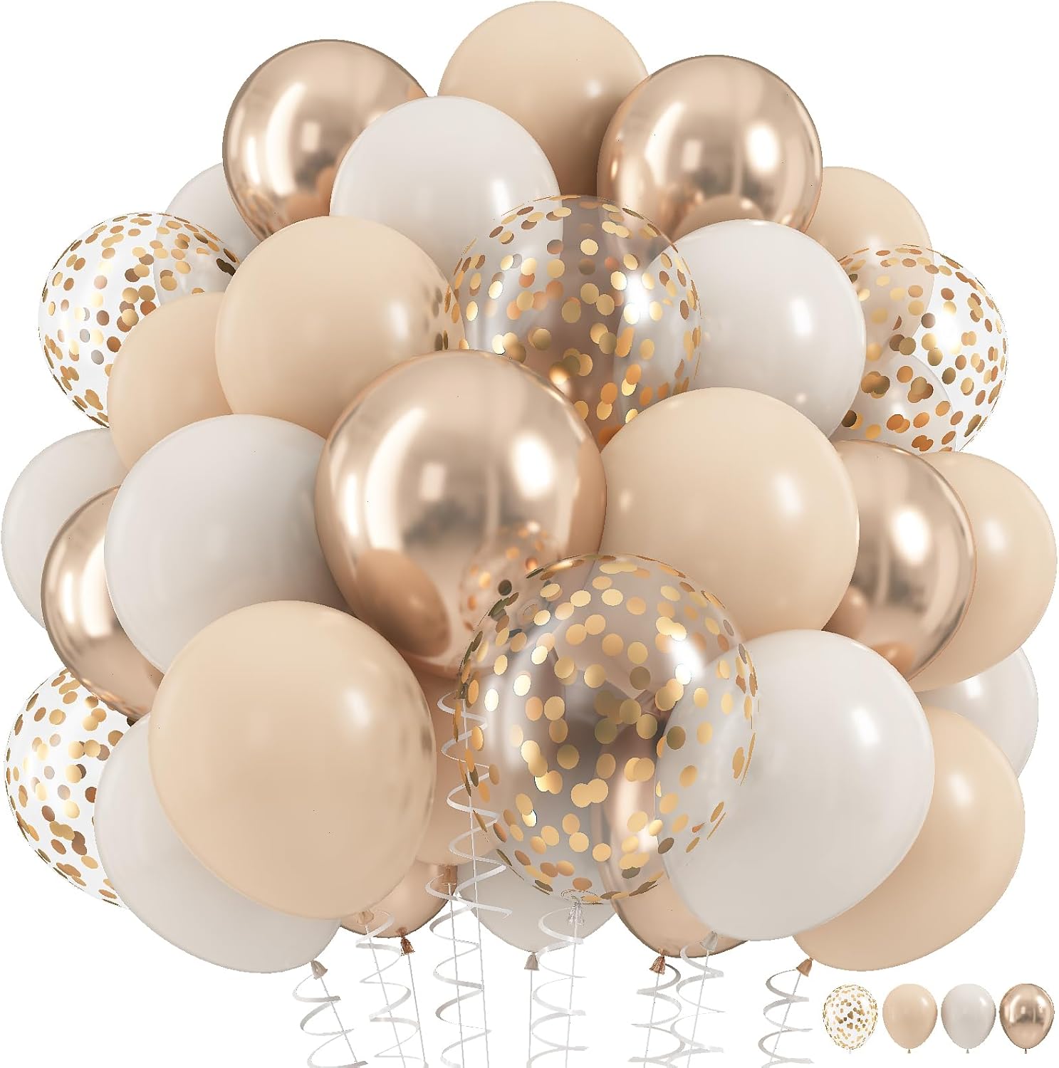Beige Champagne Gold Balloon Set 60Pcs 12 Inch Neutral Decorations