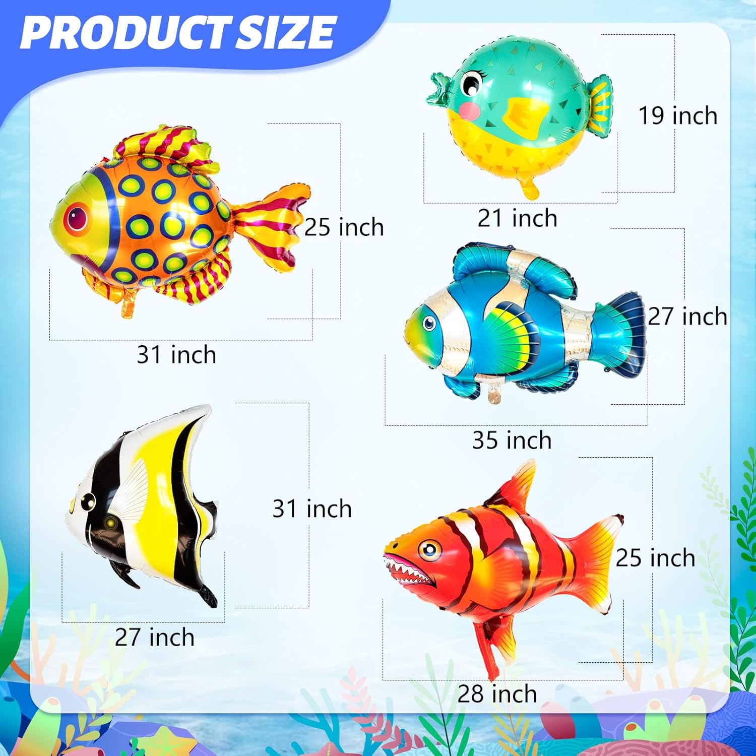 Fish Balloons Decoration 10PCS for Kids Birthday