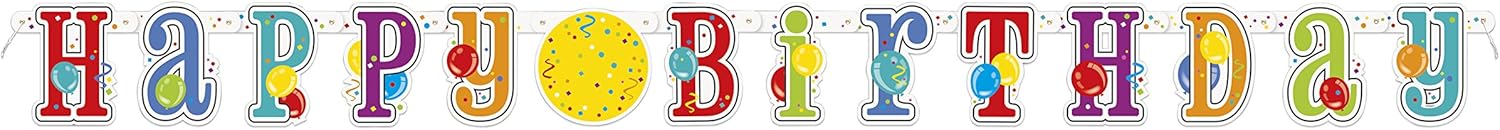 Happy Birthday Jumbo Jointed Banner with Number Stickers Pack of 12