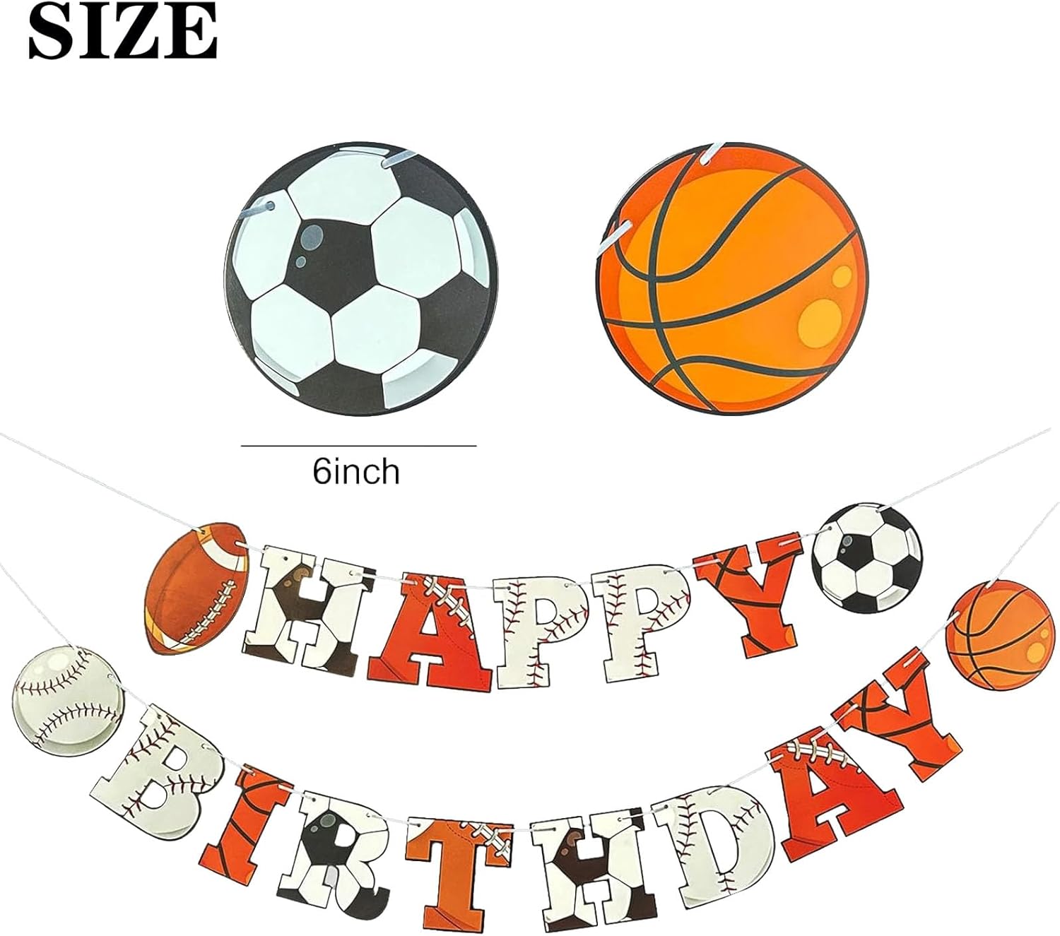 Sports Birthday Banner - Multicolored 6x5 Inches