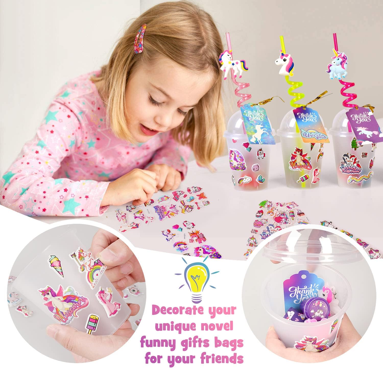 MOVINPE Unicorn Party Favors Multi-Item Gift Cups