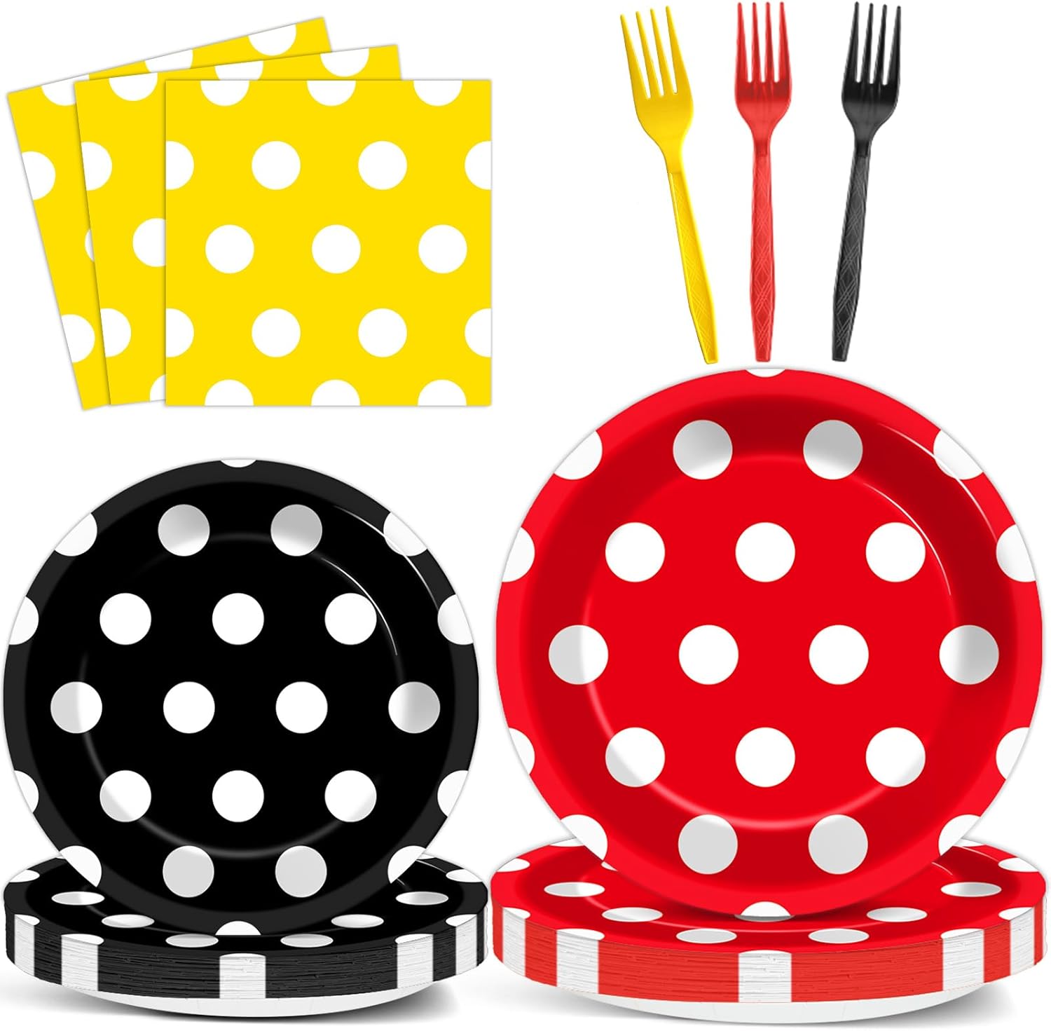 96 Pcs Cartoon Mouse Party Plates and Napkins Set
