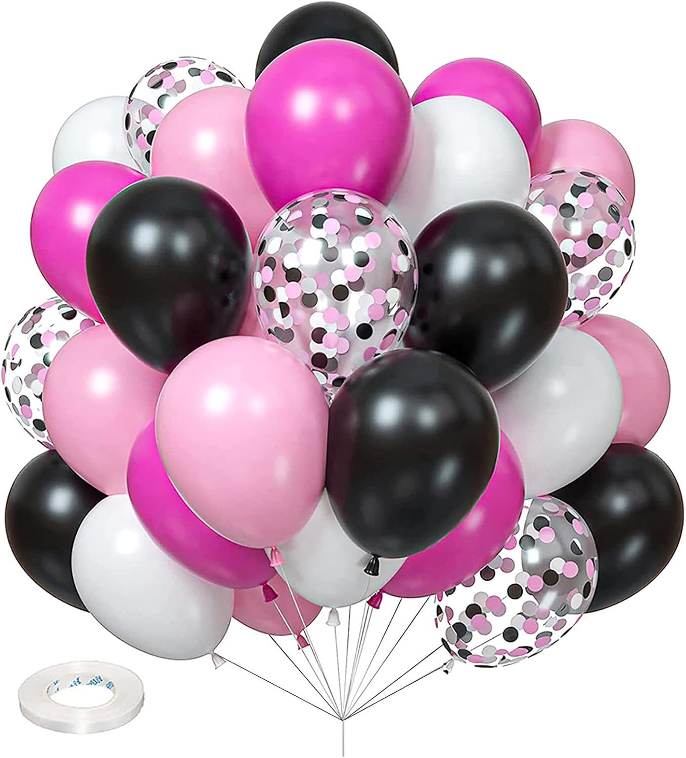 12inch Pink Rose Red White Black Balloons and Confetti Wedding Kit