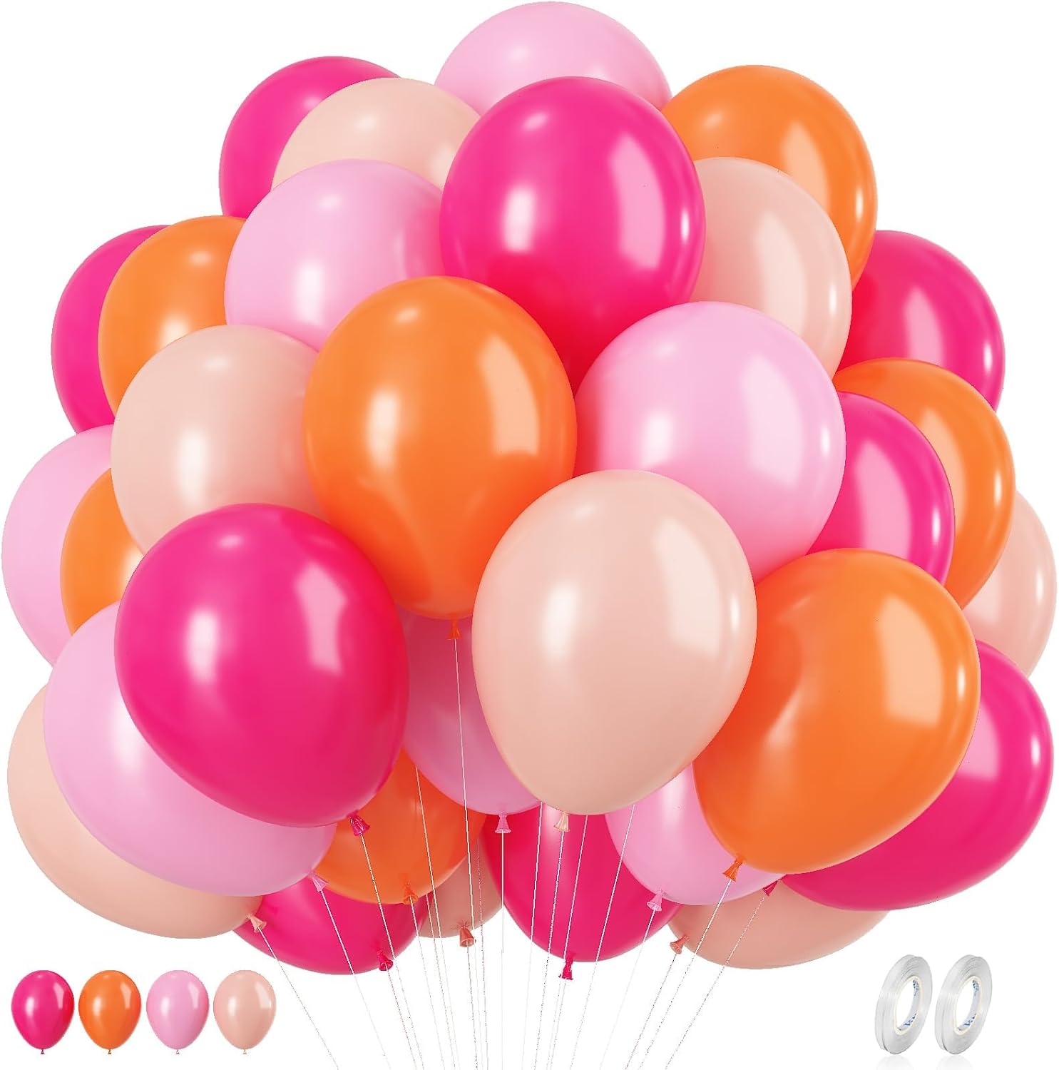 60 Piece Hot Pink Orange Balloons 12 Inch Party Decoration