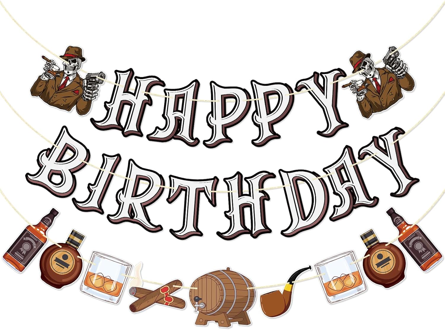 Qttier Whiskey Birthday Banner 30th 40th 50th
