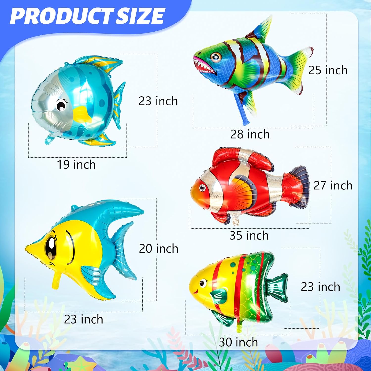 Fish Balloons Decoration 10PCS for Kids Birthday