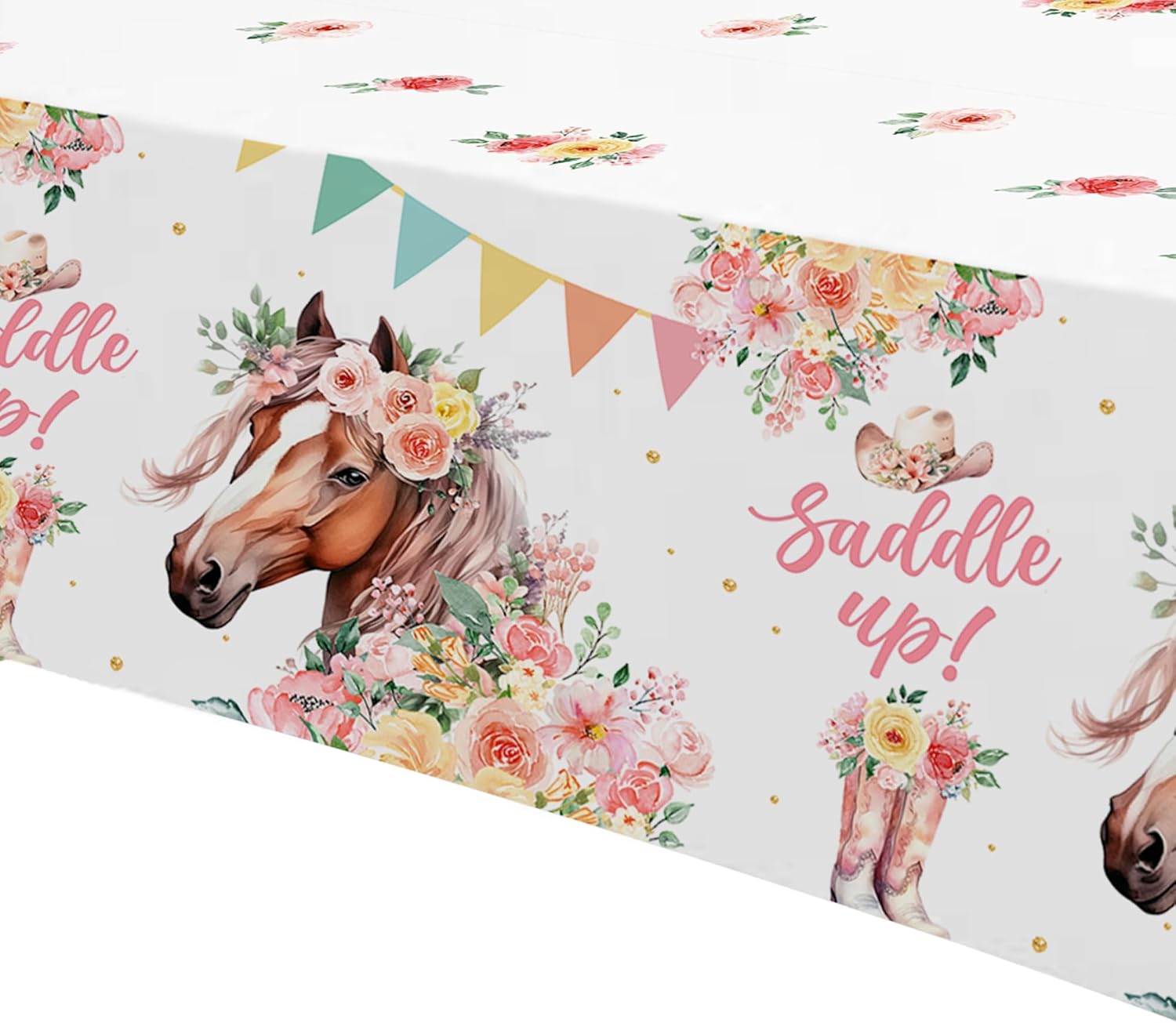 Owelleny Cowgirl Party Decorations Tablecloth 3Pcs Set