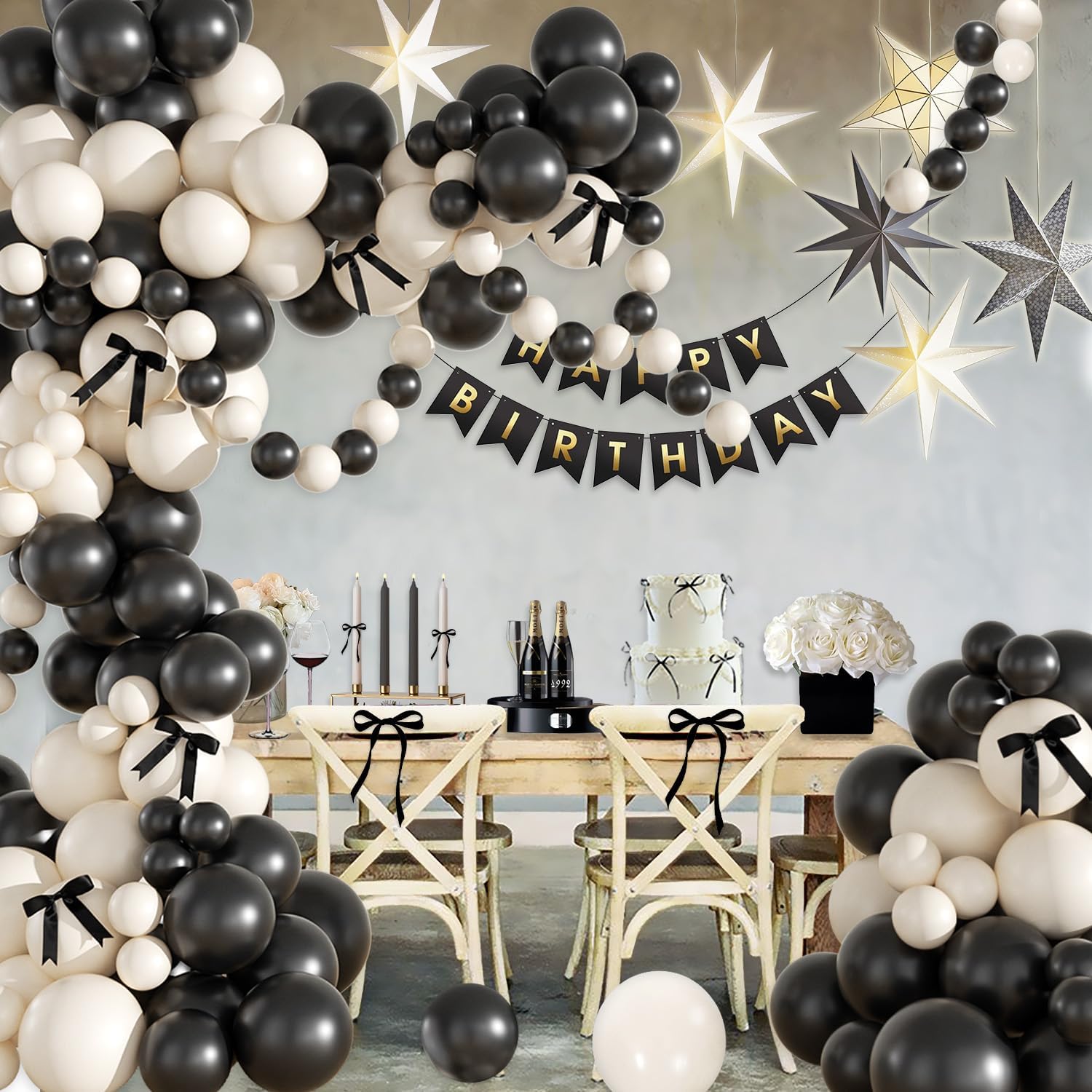 Black Sand White Balloon Garland Arch Kit 158Pcs