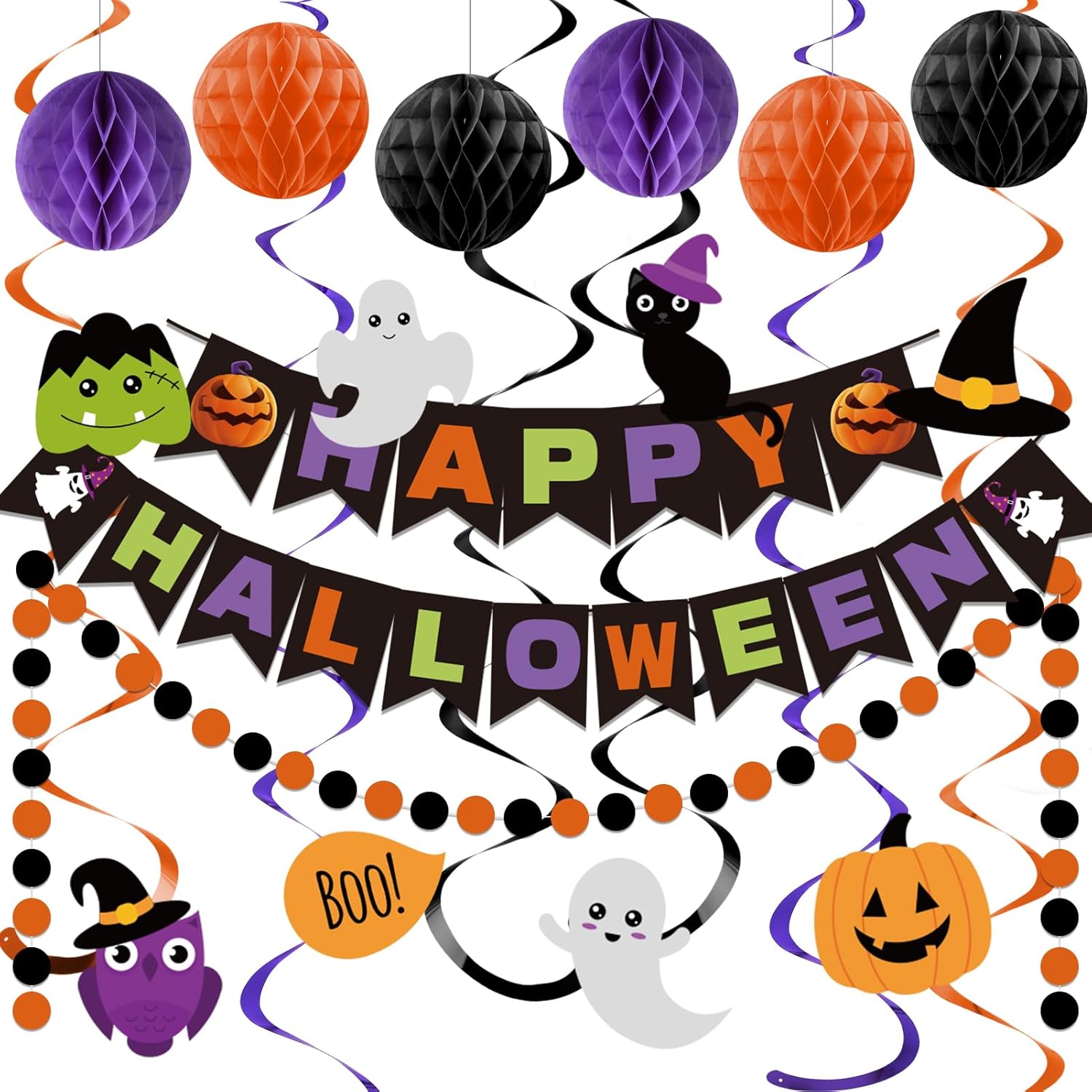 Meowtastic Happy Halloween Banner Decorations