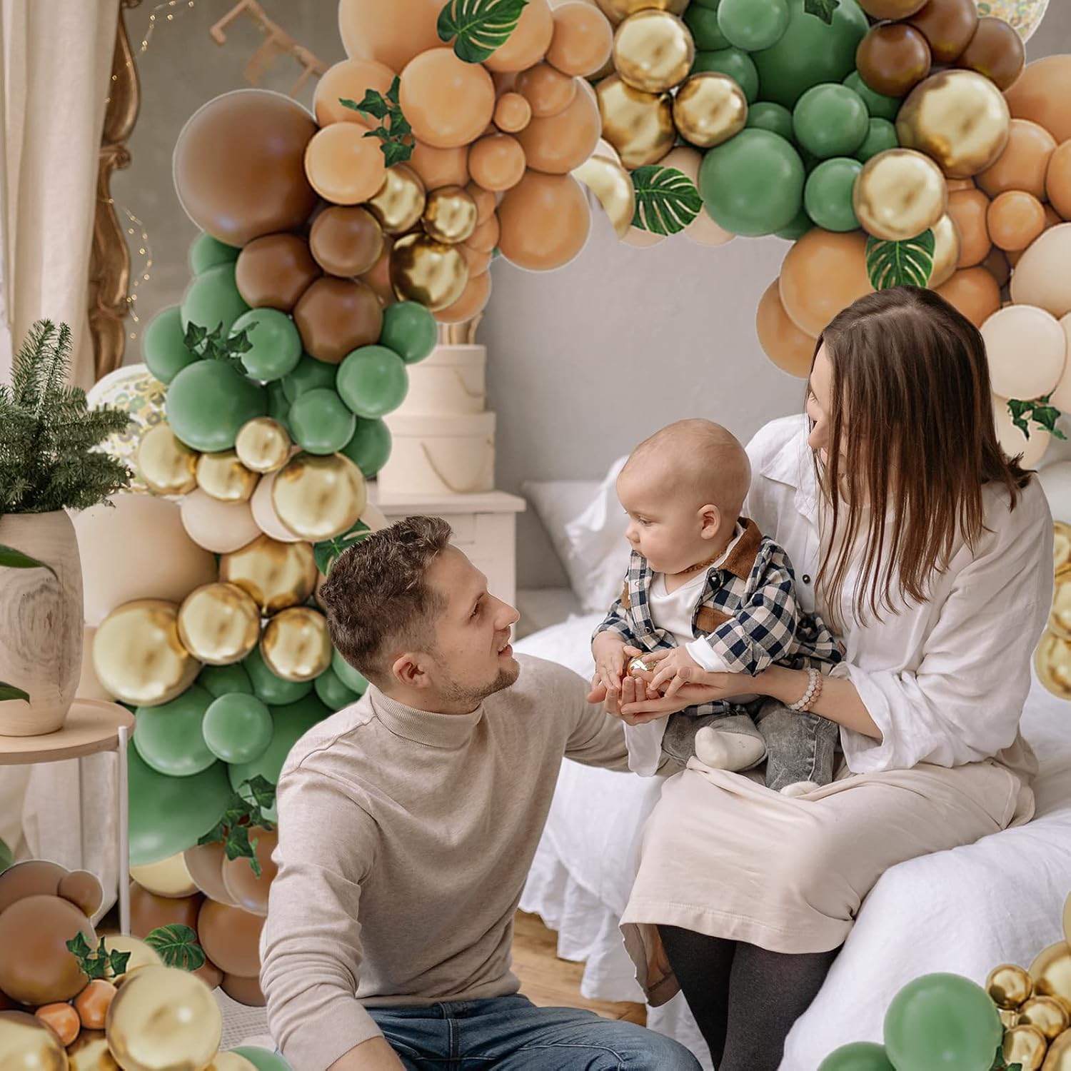 142PCS Safari Balloon Garland Kit with Leaves and Strips