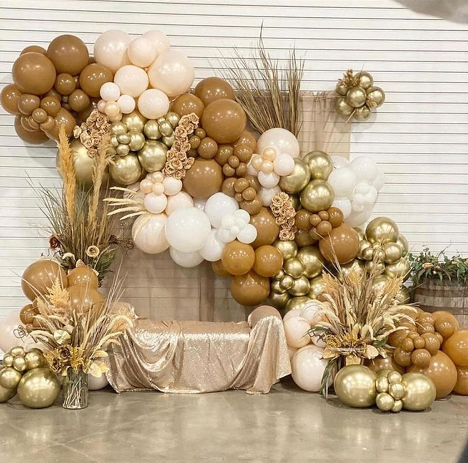 Retro Brown Cream and Metallic Sand Gold Balloons - 12 Inch Set