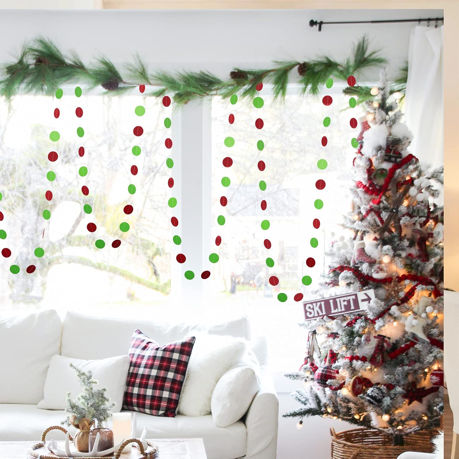 Red Green Christmas Streamers Decorations 16m Set