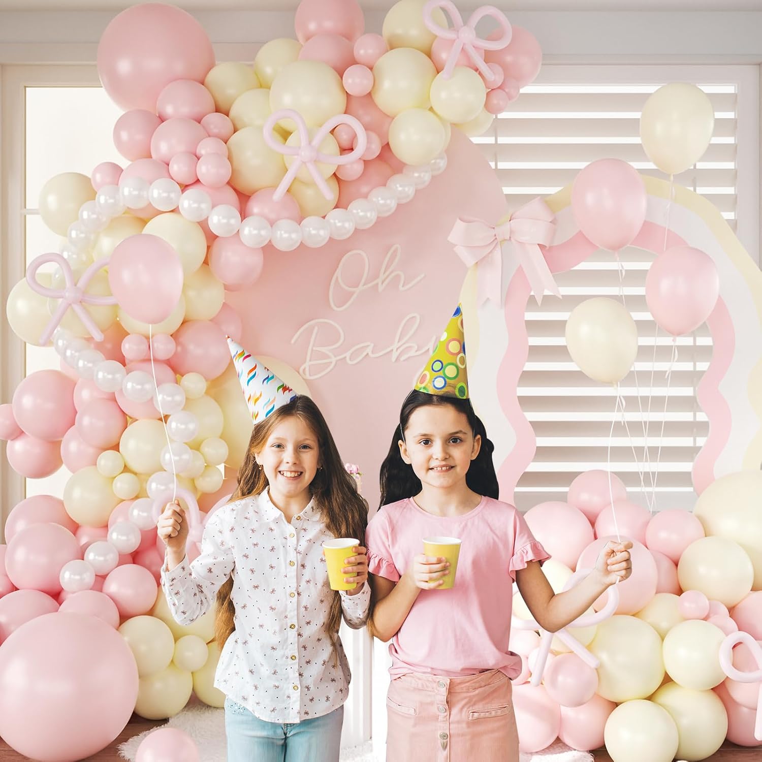 CROSSFINGERS Pink Yellow Balloon Arch Garland Kit
