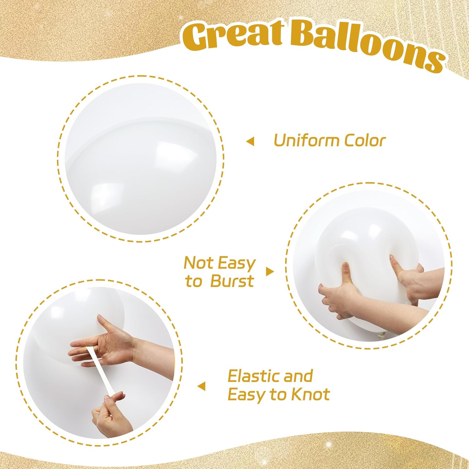 60pcs Gold and White Balloons 12inch for Party Decorations