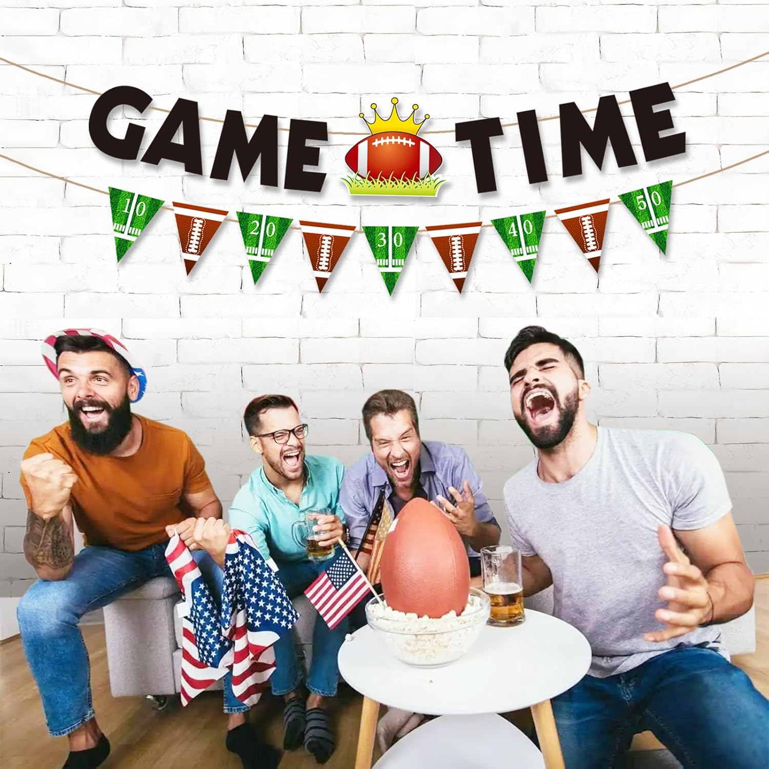 Game Time Football Banner for Fireplace Mantle