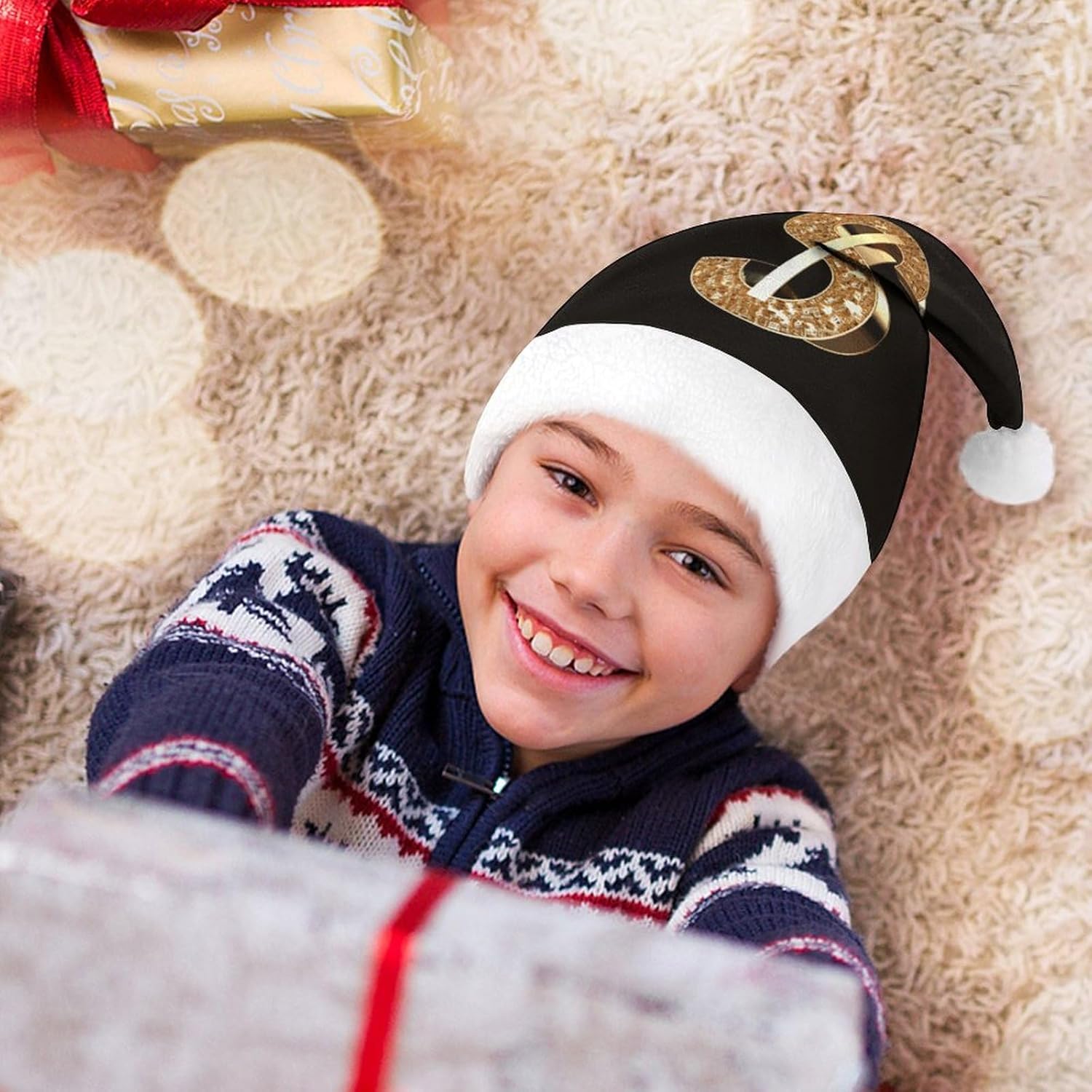 Santa Hat with Gold Dollar Sign Christmas Headwear