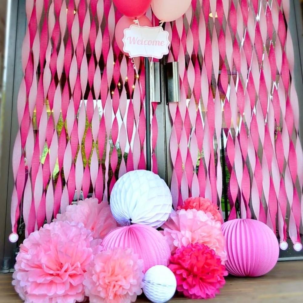 Lovely Pink Hanging Tissue Pom Poms - 16 Inch Pack of 12
