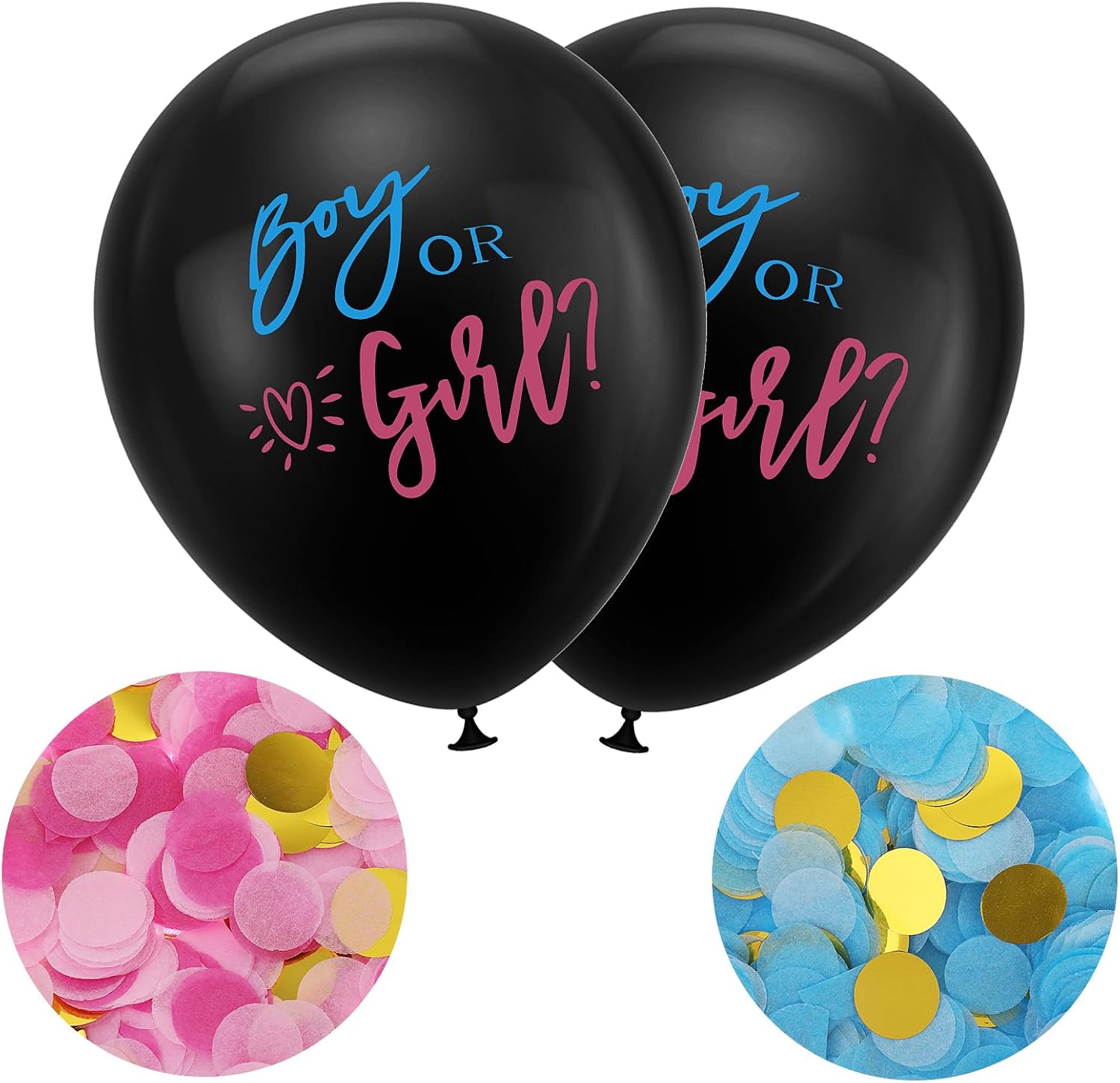 2pcs Gender Reveal Balloons with Pink Blue Confetti