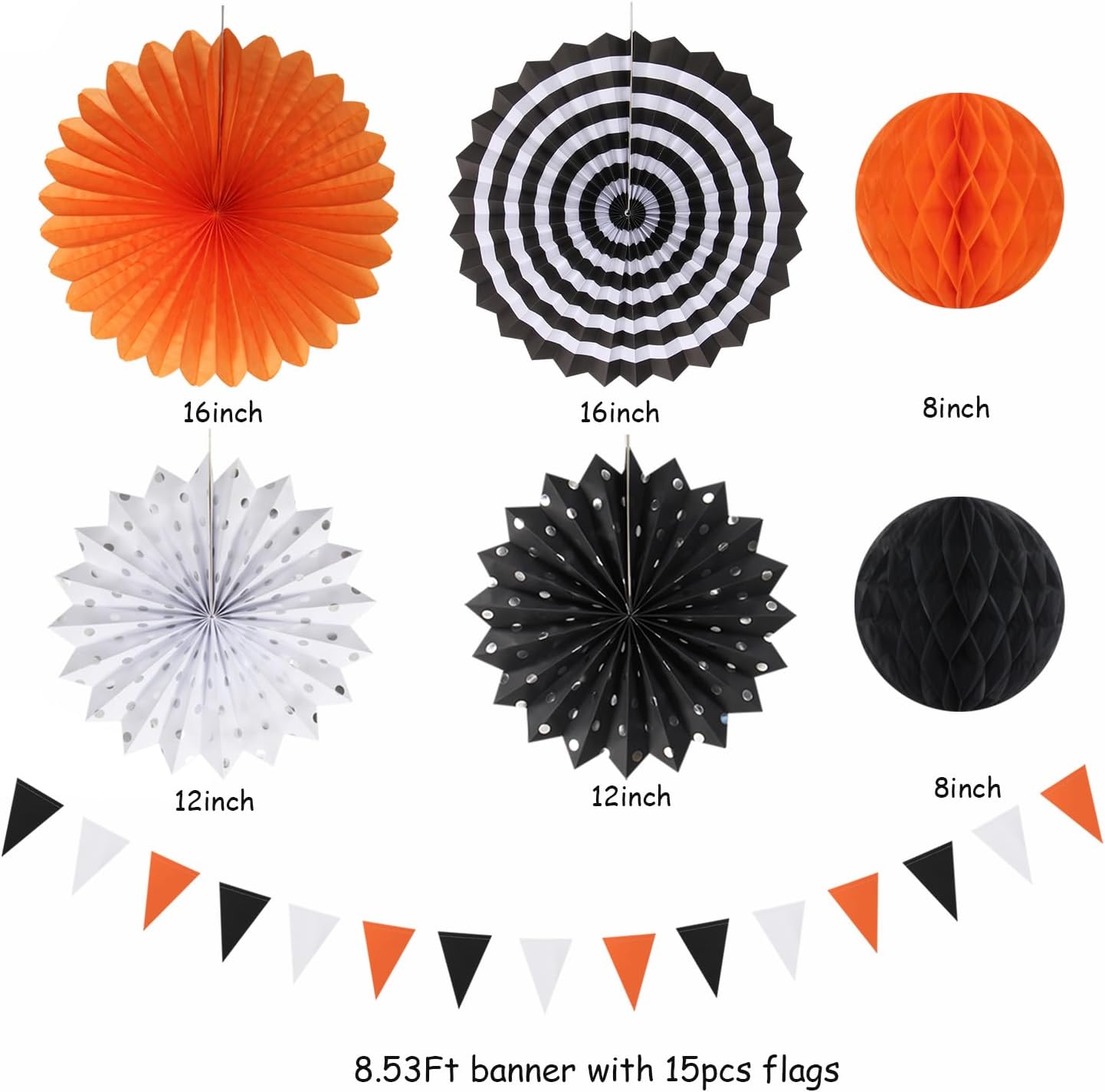 Burgleda Orange Black White Party Decorations Kit 20PCS
