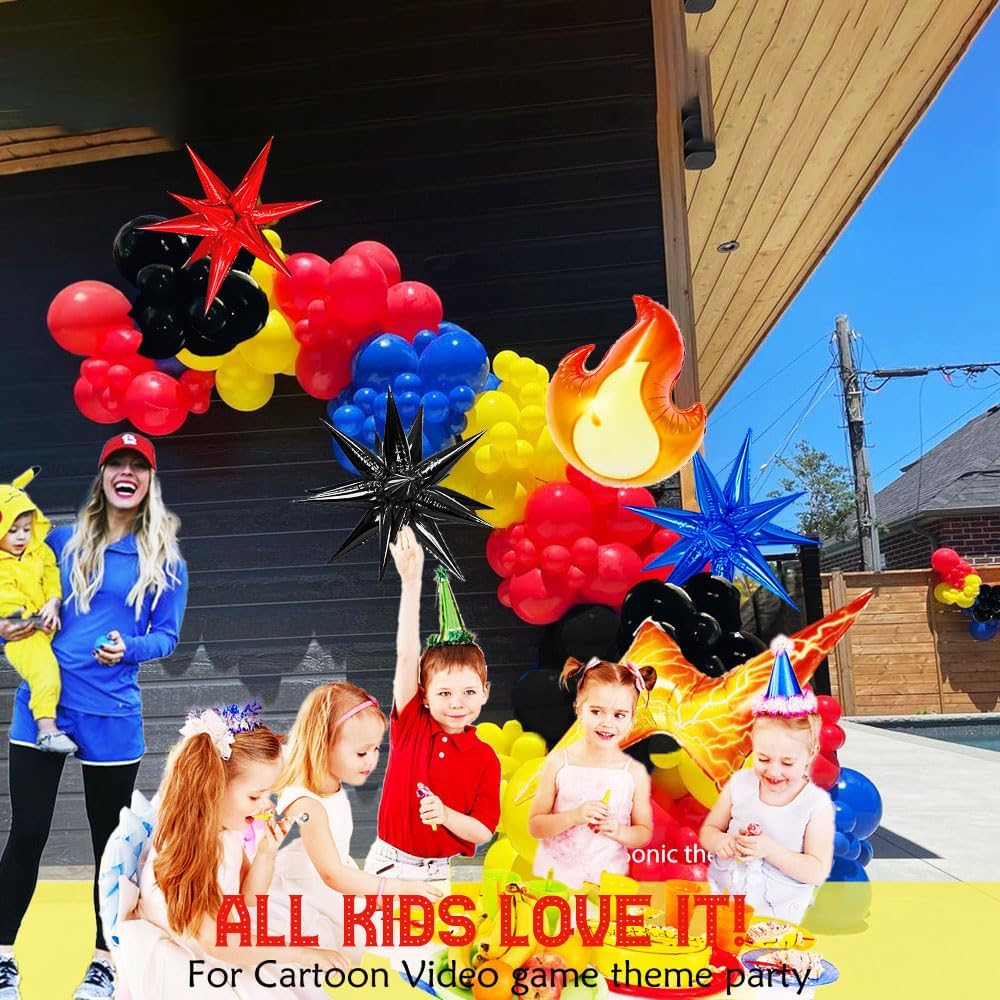 Red Yellow Blue Black Balloon Garland Kit 130pcs