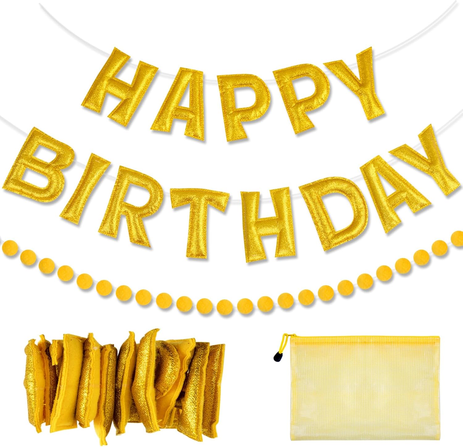 Gold Foil Happy Birthday Banner for Party Decorations