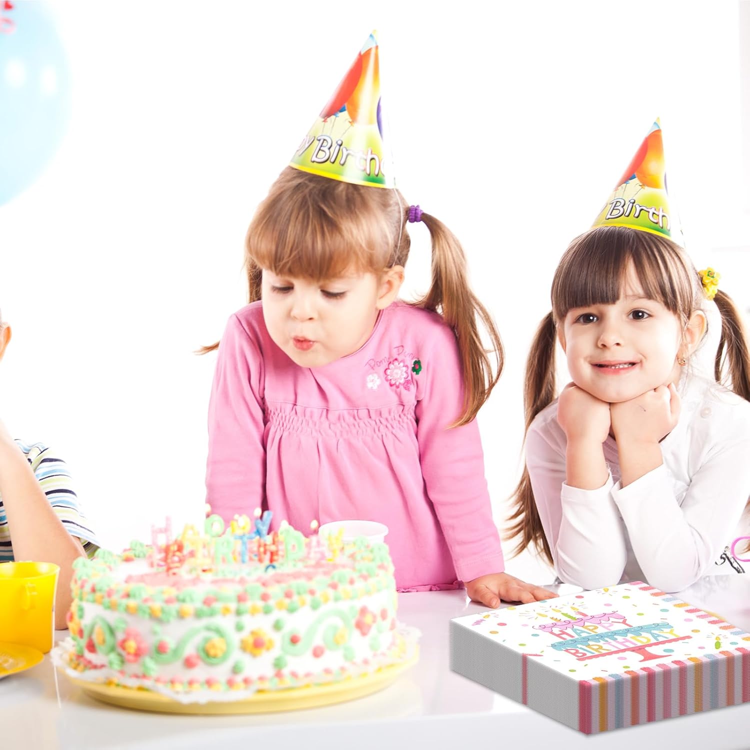 50 Pieces Birthday Napkins Cake Themed 13x13 Inches