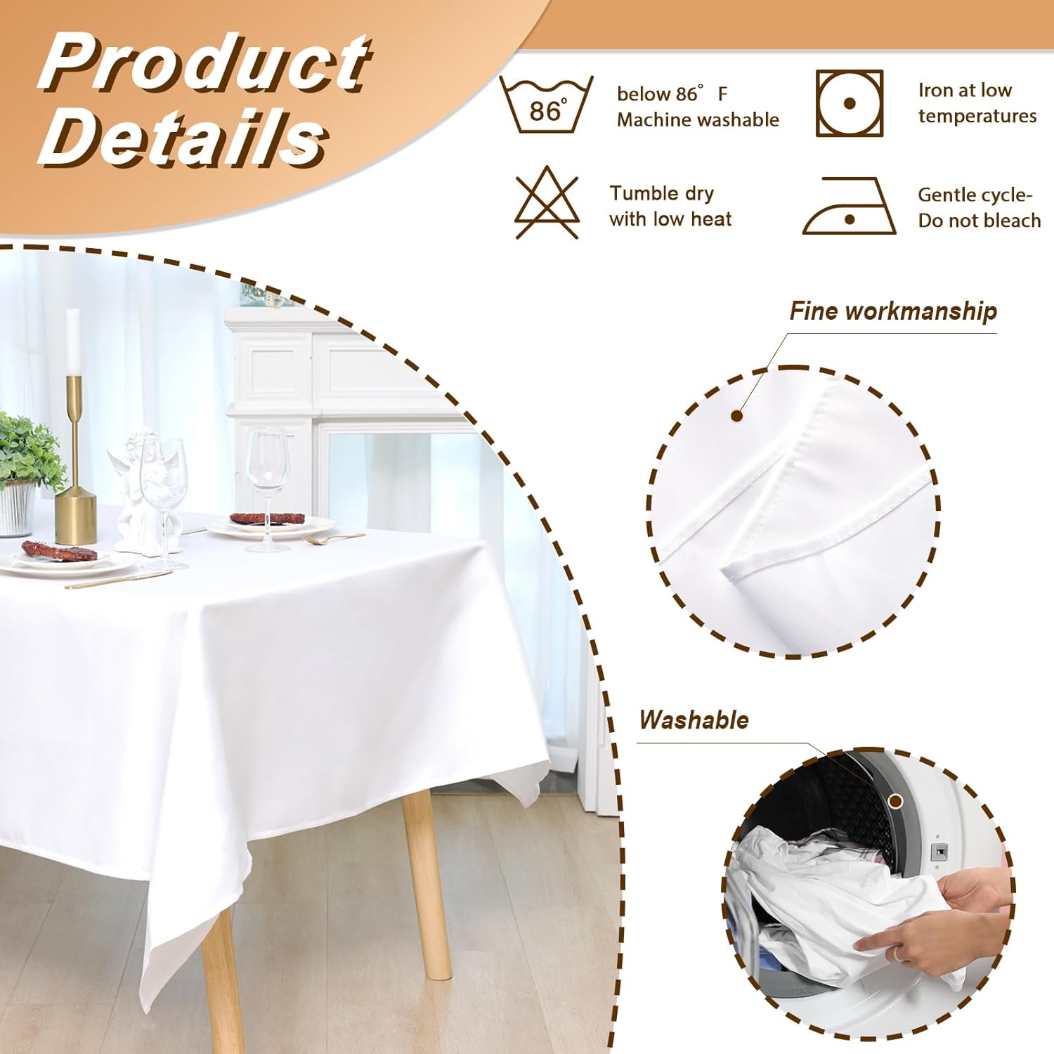 Fixwal 10 Pack White Tablecloths 60x102 Inch Rectangle