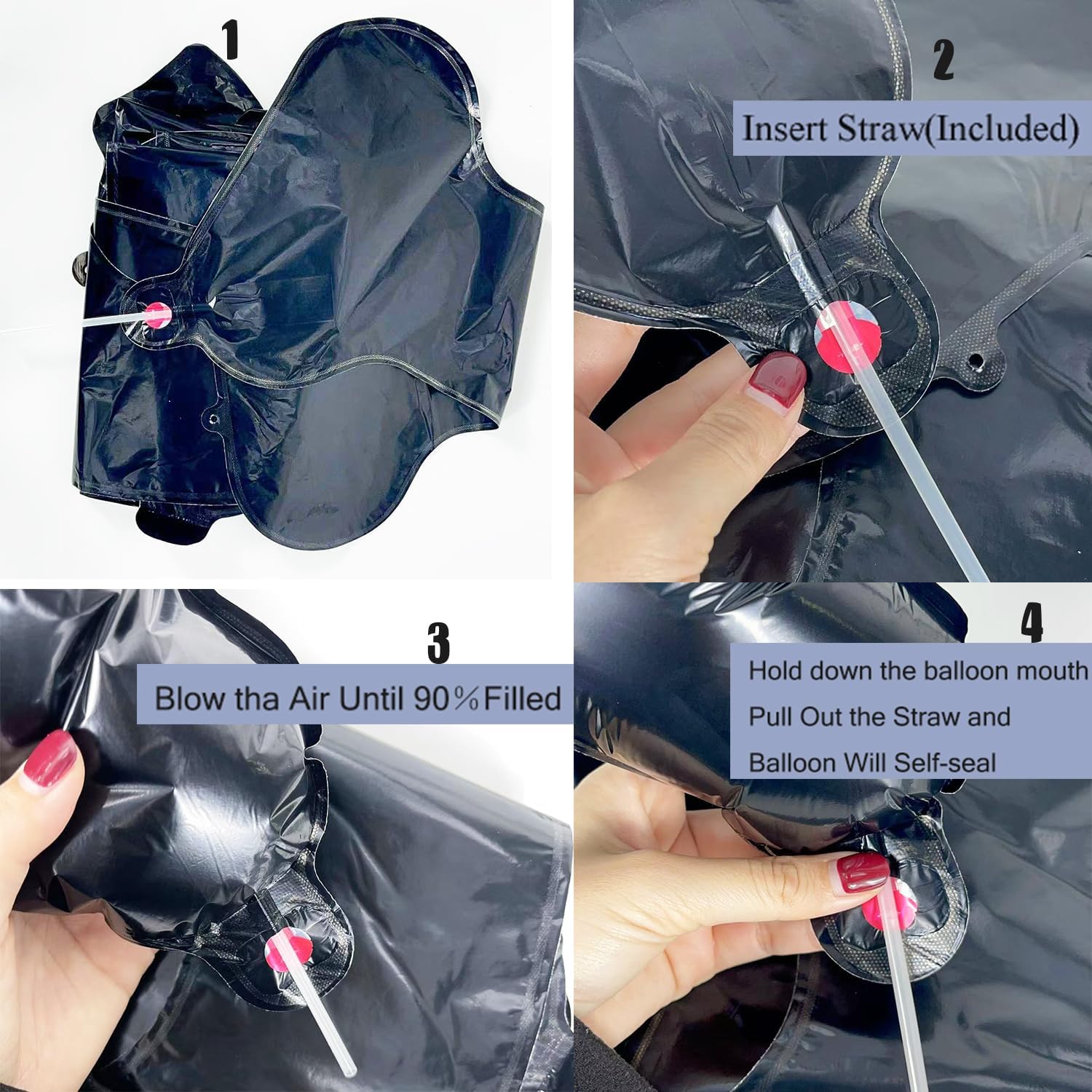 31PCS Birthday Balloons Decor Kit Black Silver Foil