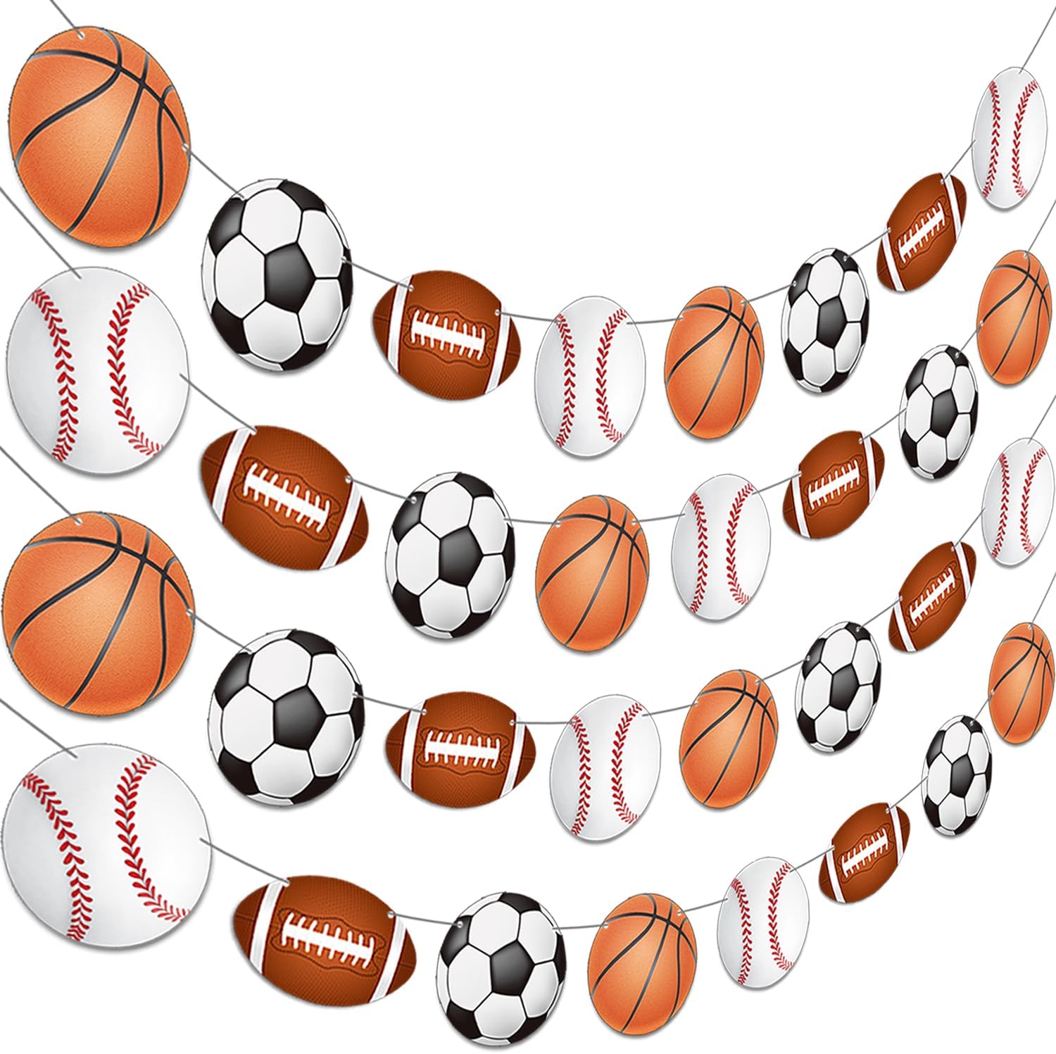 4 PCS Sports Theme Party Banners Garland Decorations
