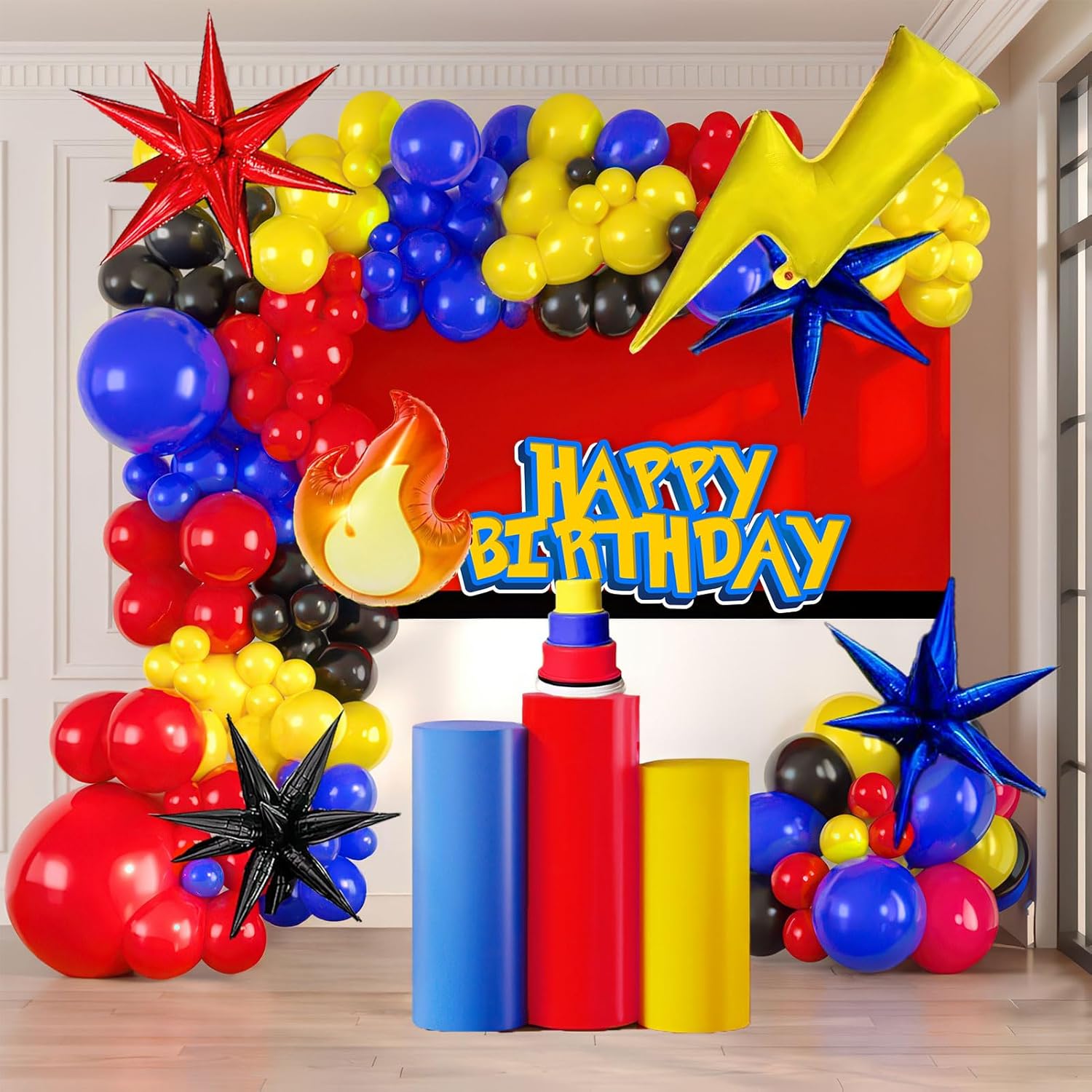 Red Yellow Blue Black Balloon Garland Kit 130pcs