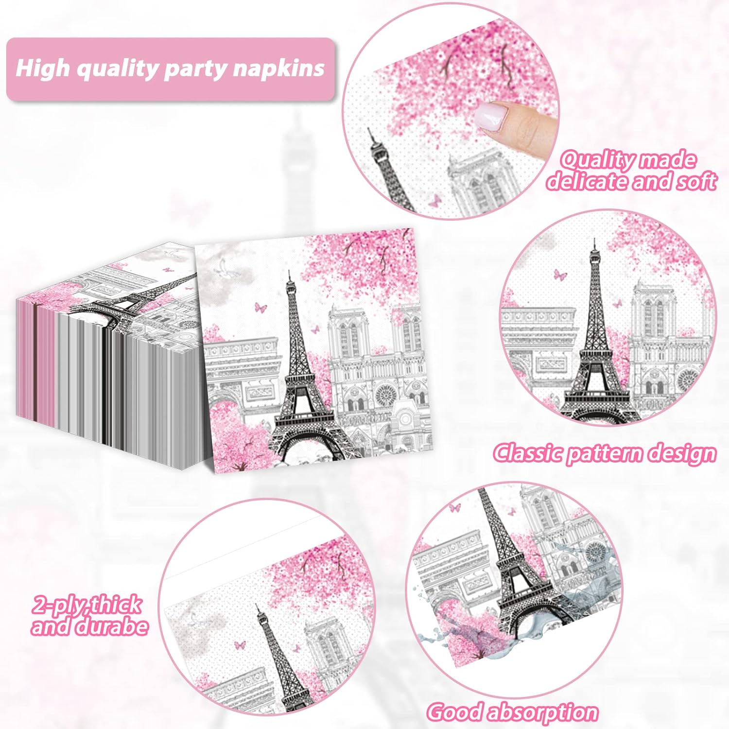 ZOIIWA 98 Pcs Paris Eiffel Tower Party Decor Set